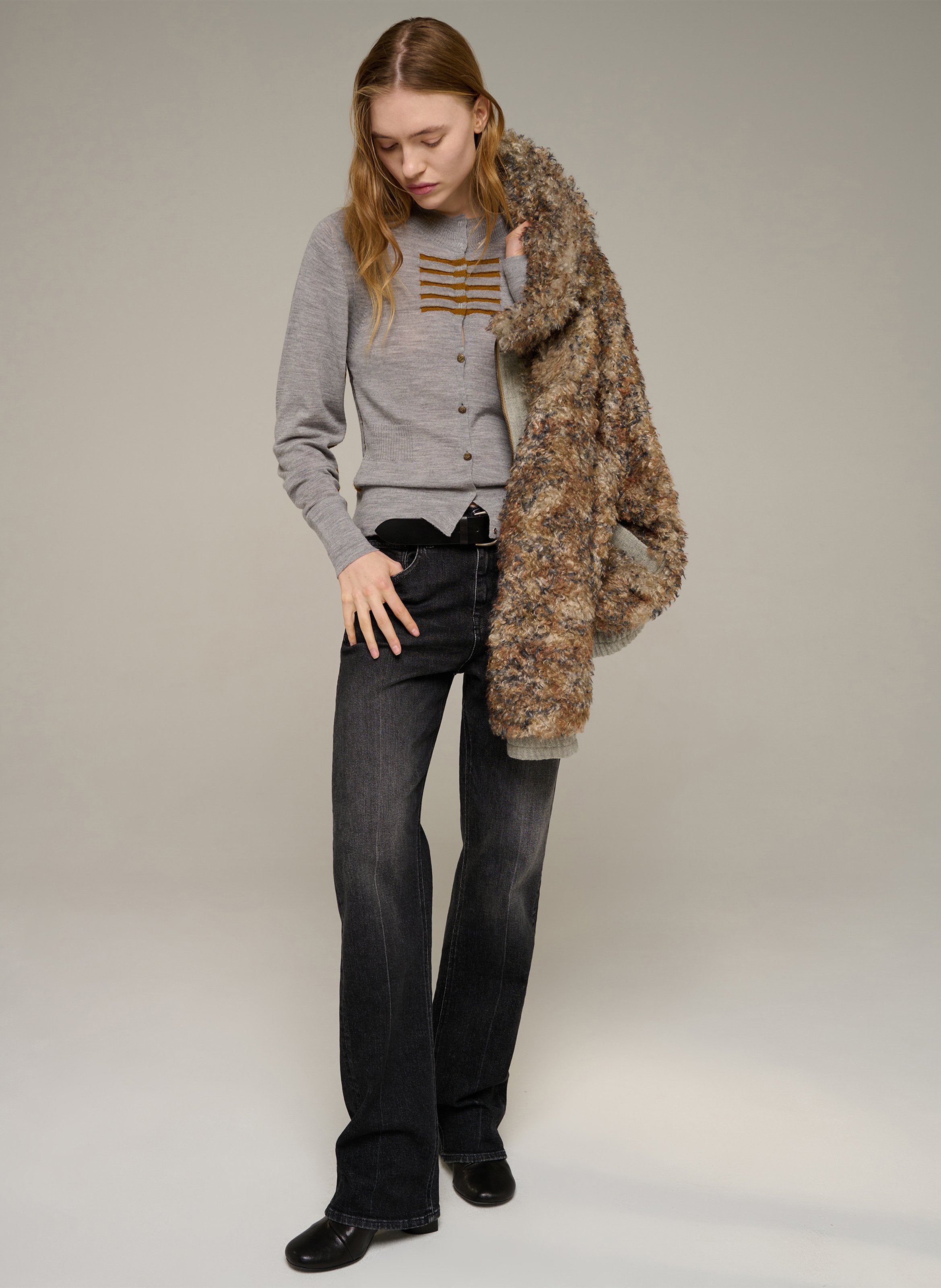 Vest van wolmix met knopen COTELAC Beige