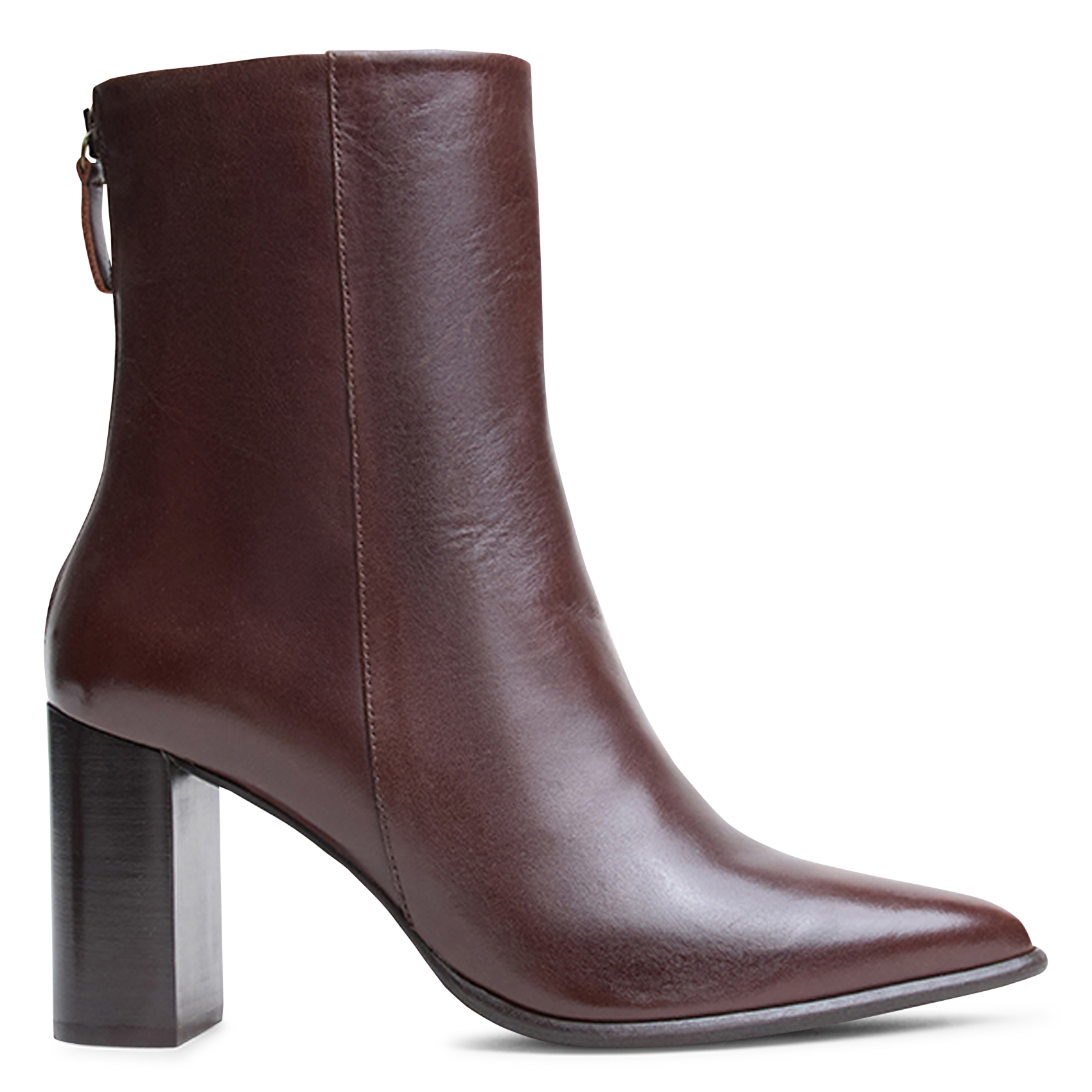 Bottines bout pointu en cuir de vachette JONAK Marron