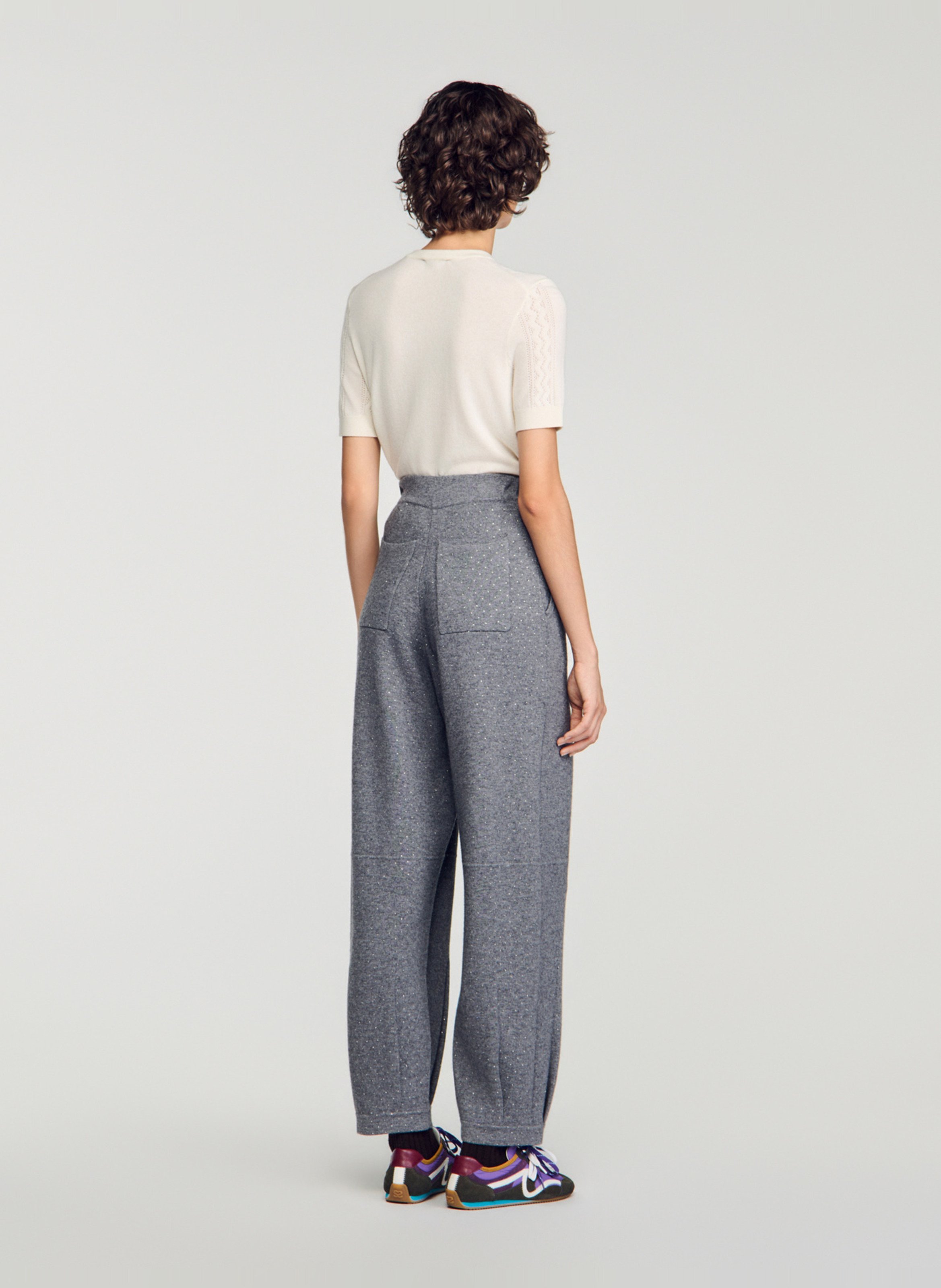 Weite Taillenhose aus Wollmix SANDRO Grau