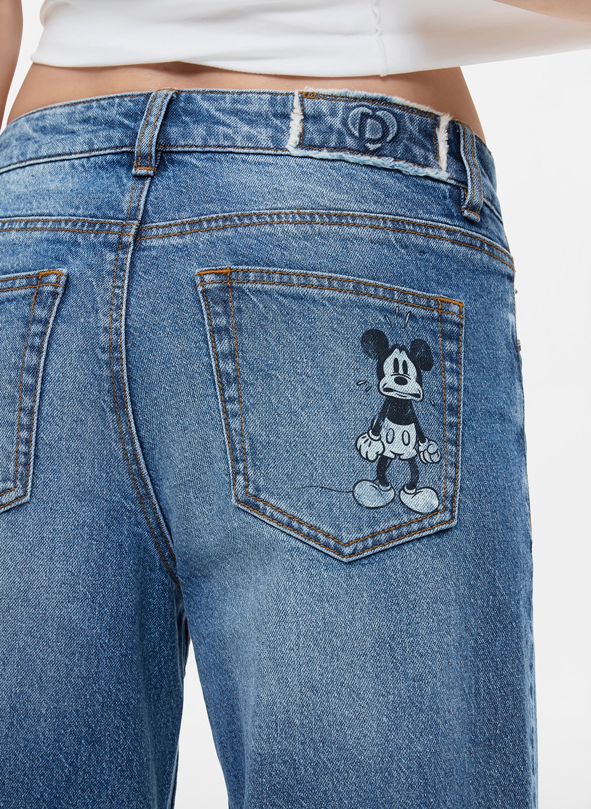 Jean cropped large en coton mélangé DESIGUAL Bleu