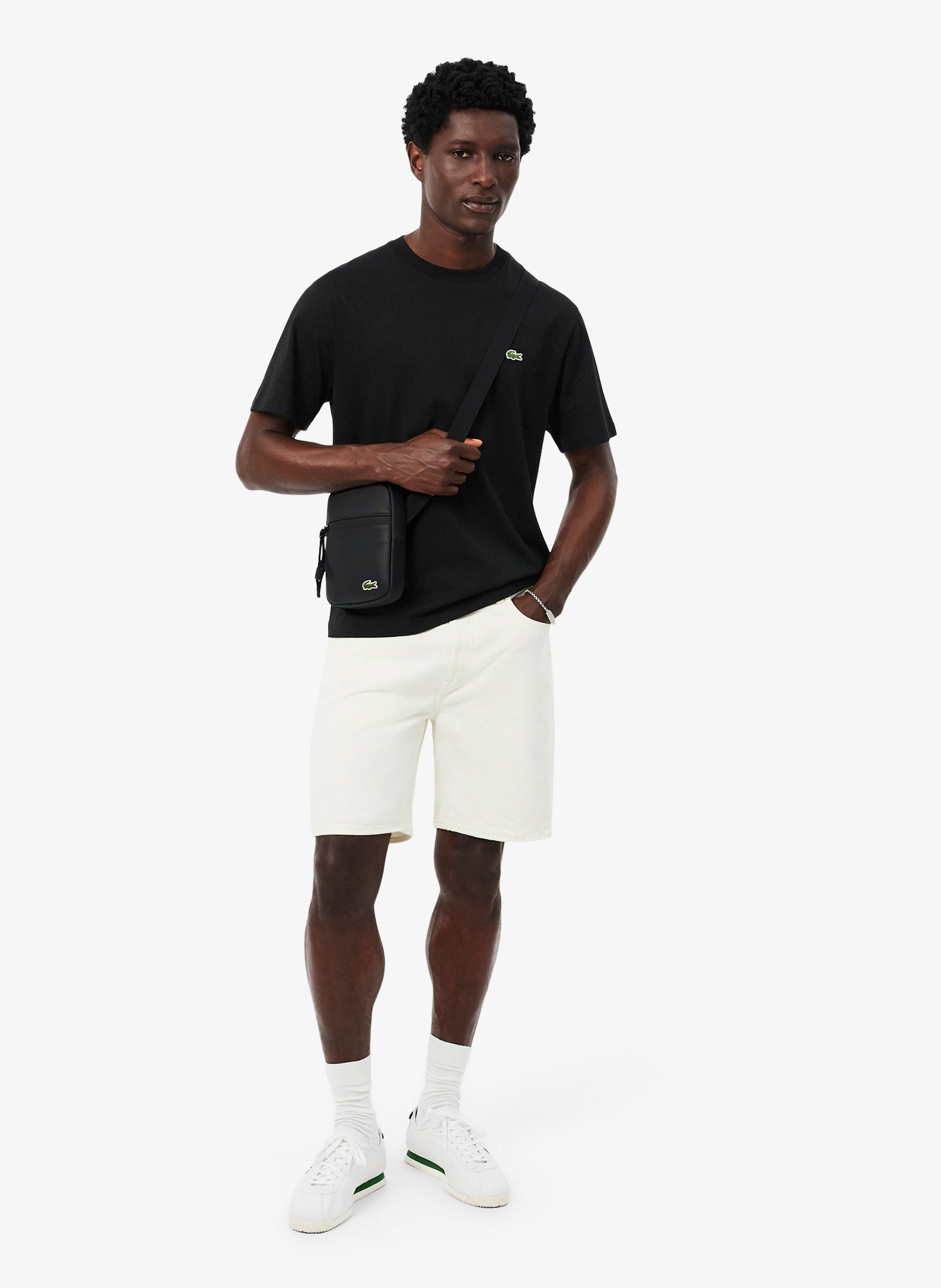 Einfarbiges T-Shirt mit Baumwolllogo LACOSTE Schwarz