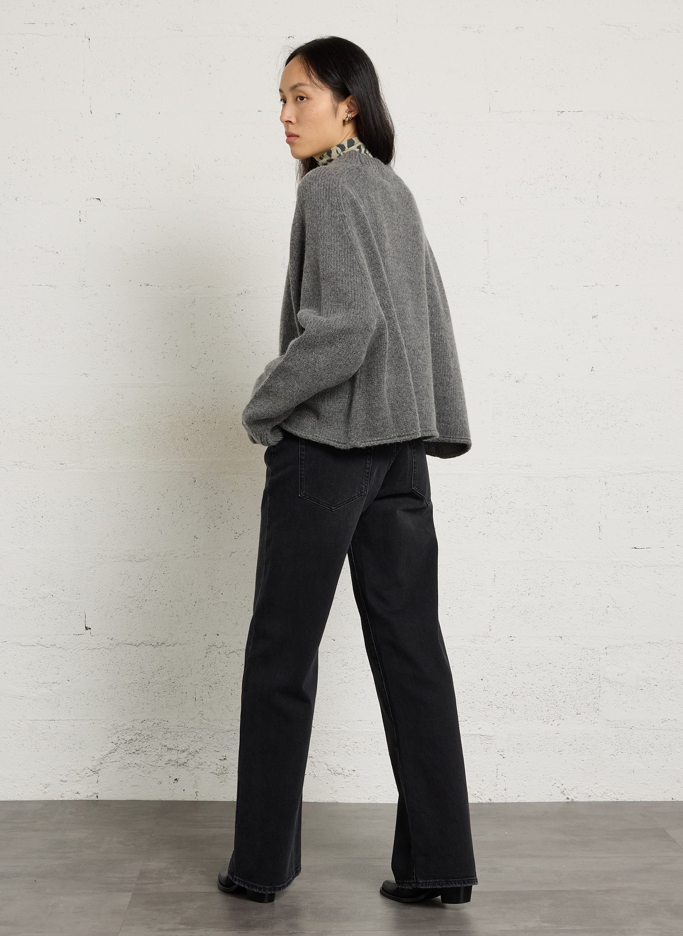 Round-neck wool-blend loose-fit sweater BELLEROSE Grey