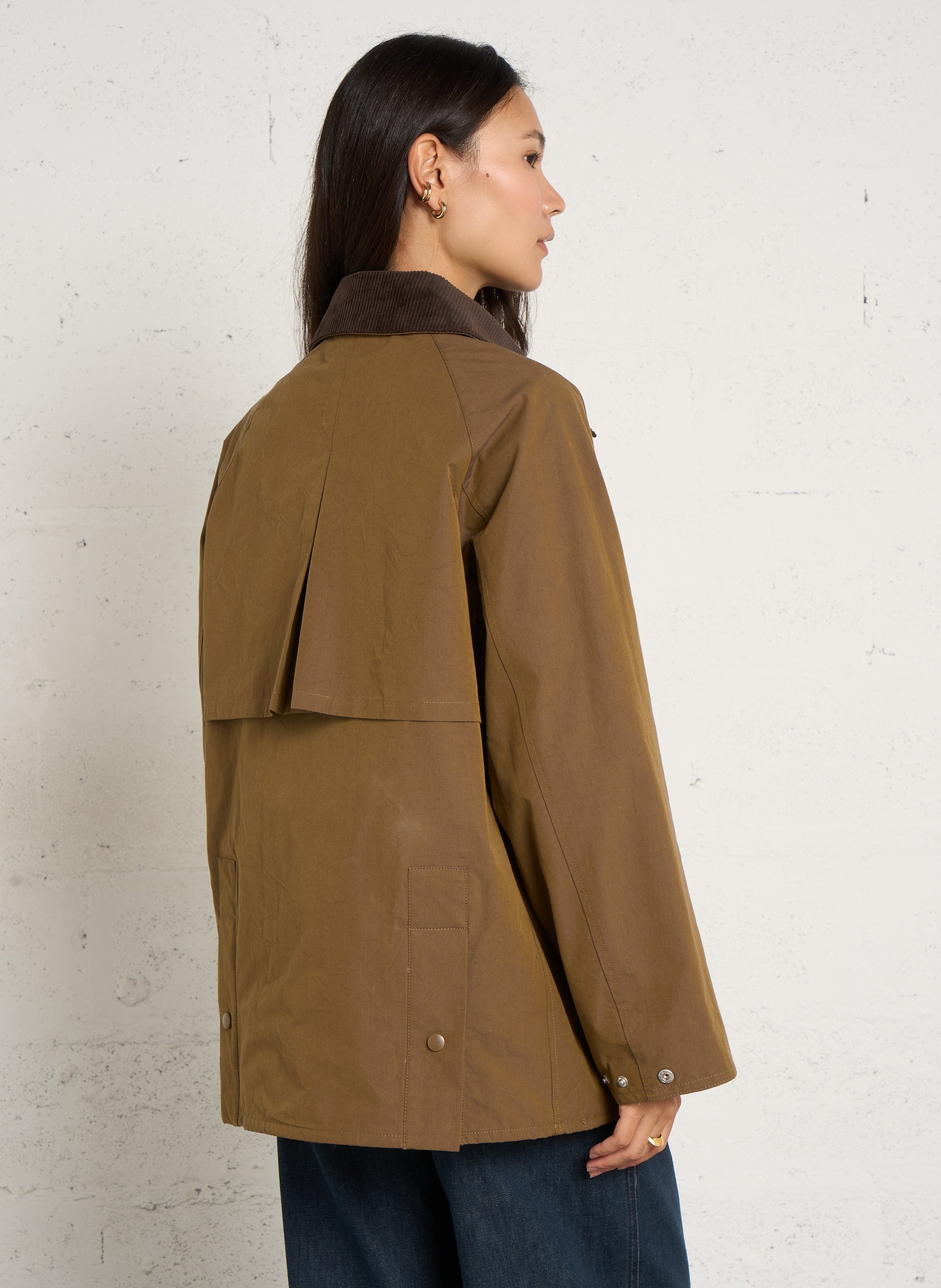 Veste ample à col contrasté en coton JC SOPHIE Marron