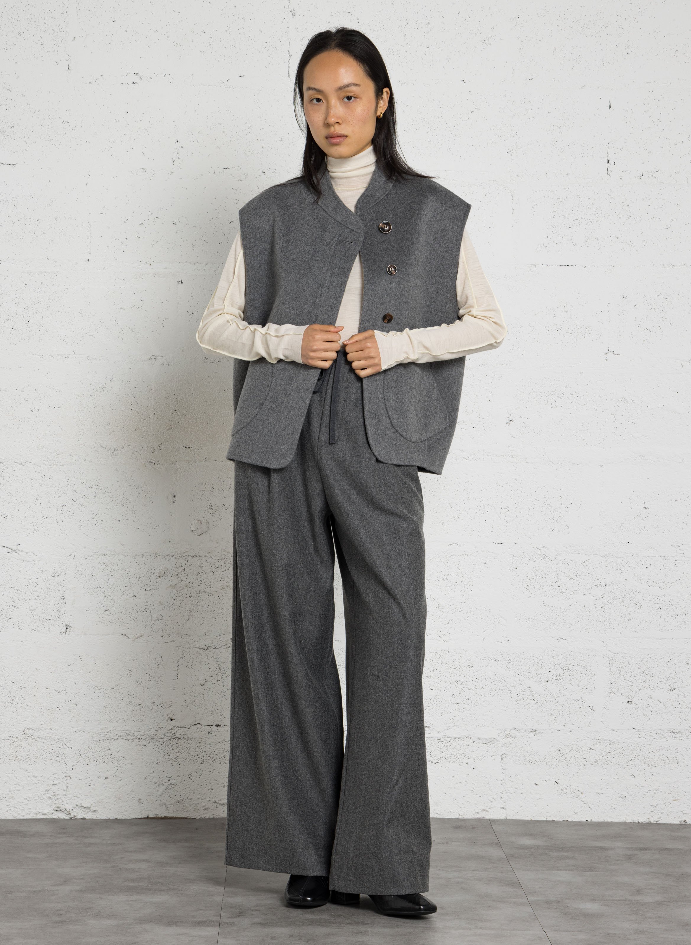 Short high-neck wool blend jacket SOEUR Grey