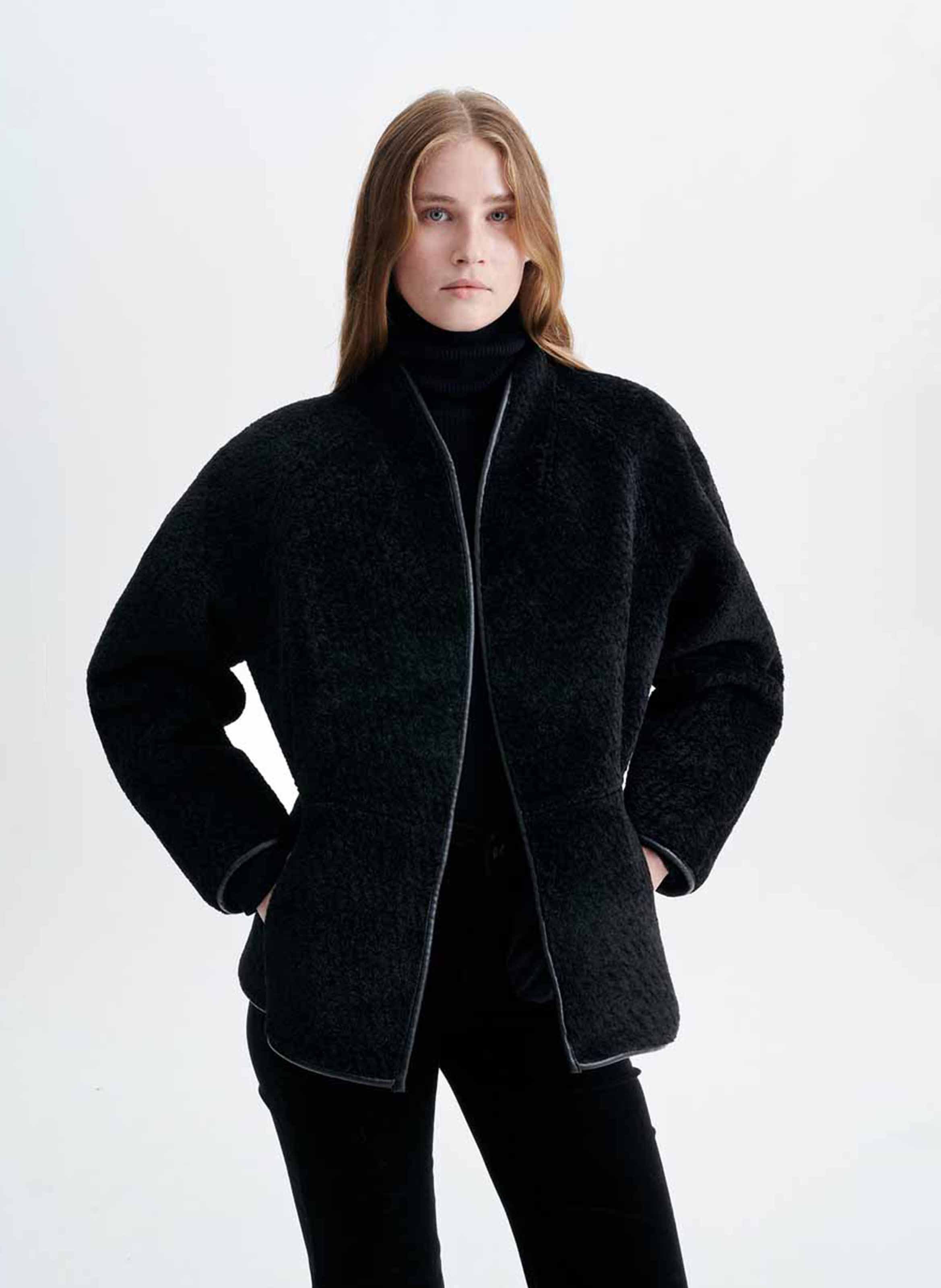veste effet cuir col v VANESSA BRUNO Noir