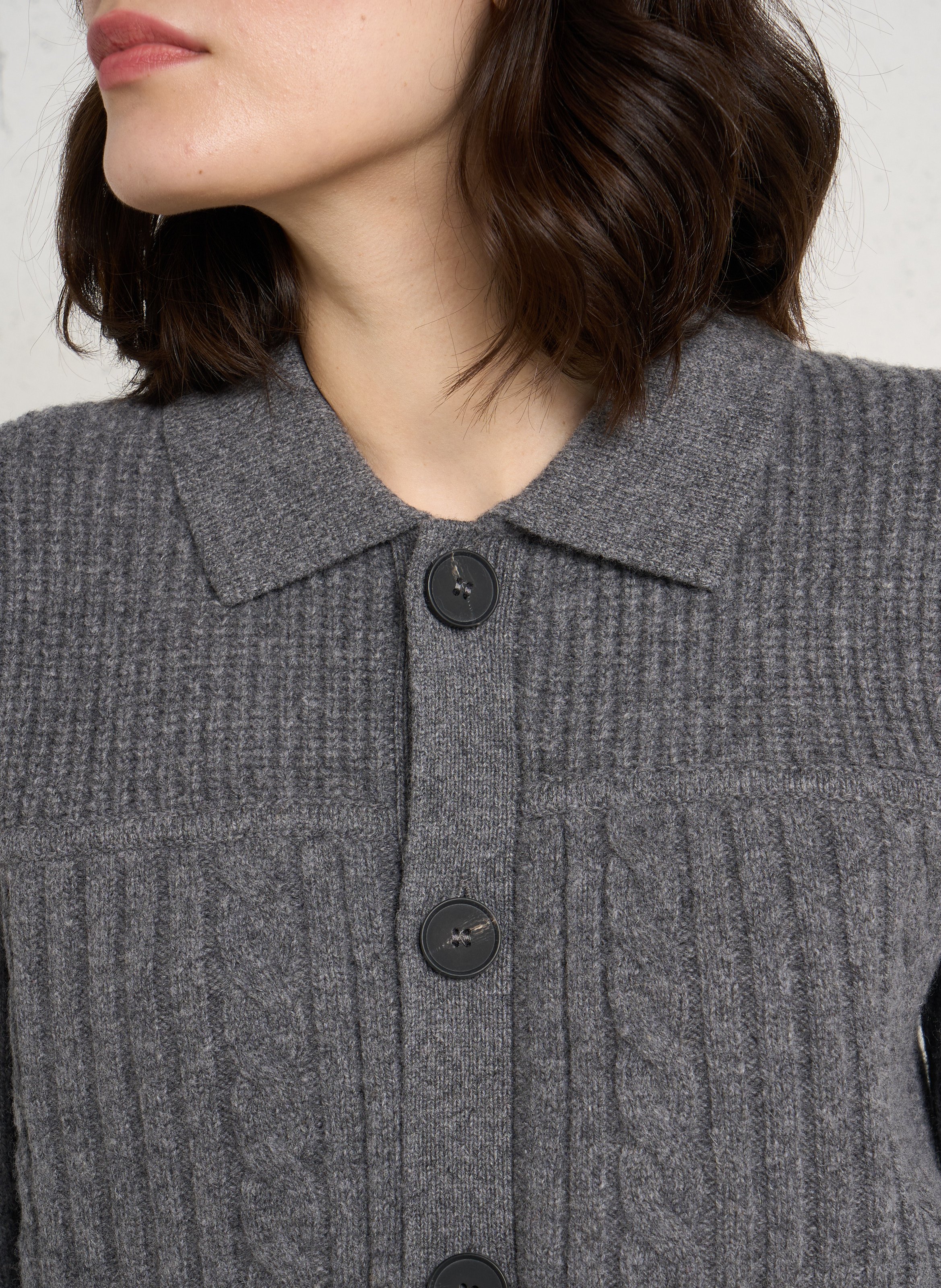 Wool sweater with classic collar MAISON 123 Grey
