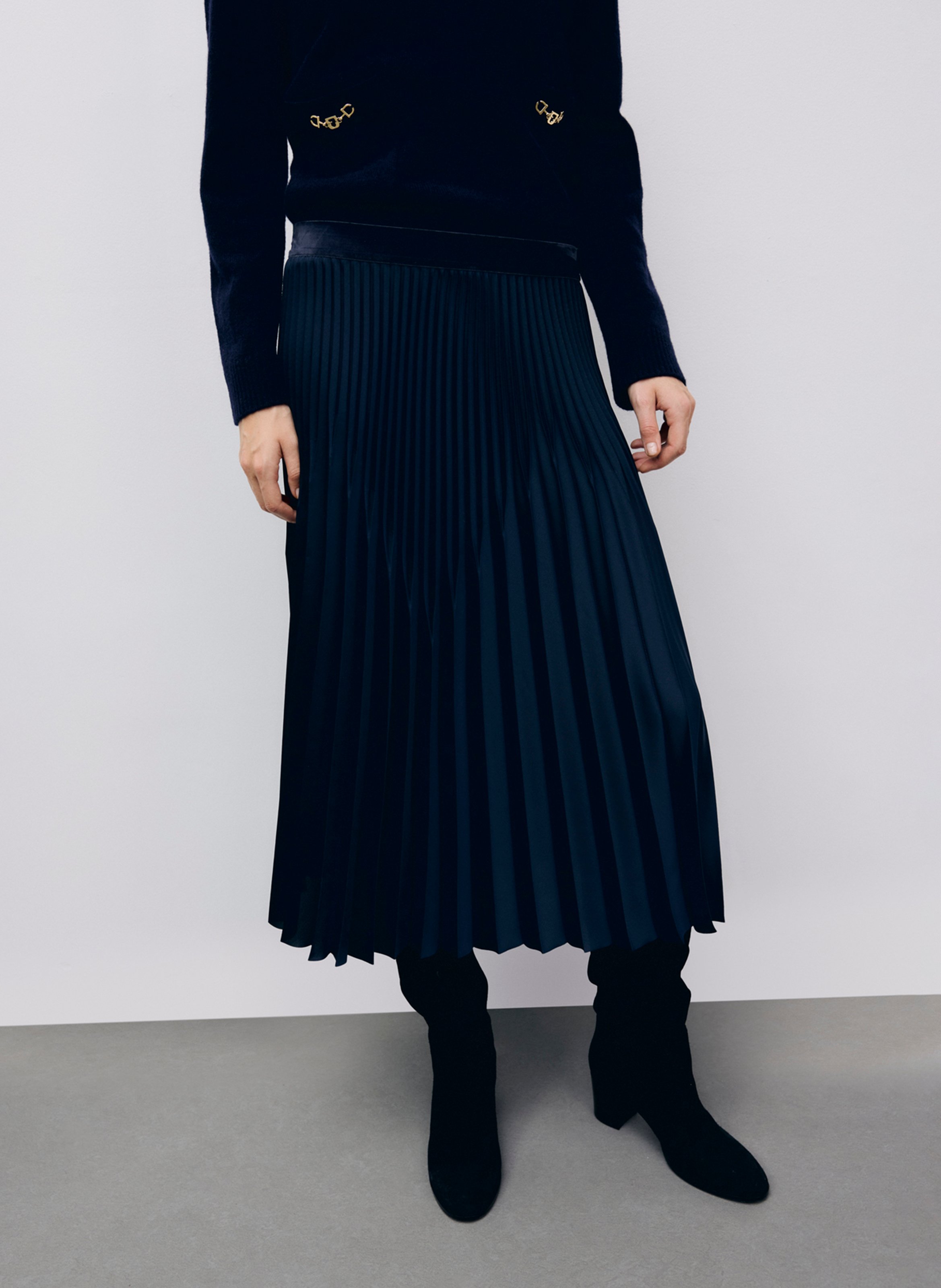 Jupe midi plissée GERARD DAREL Bleu