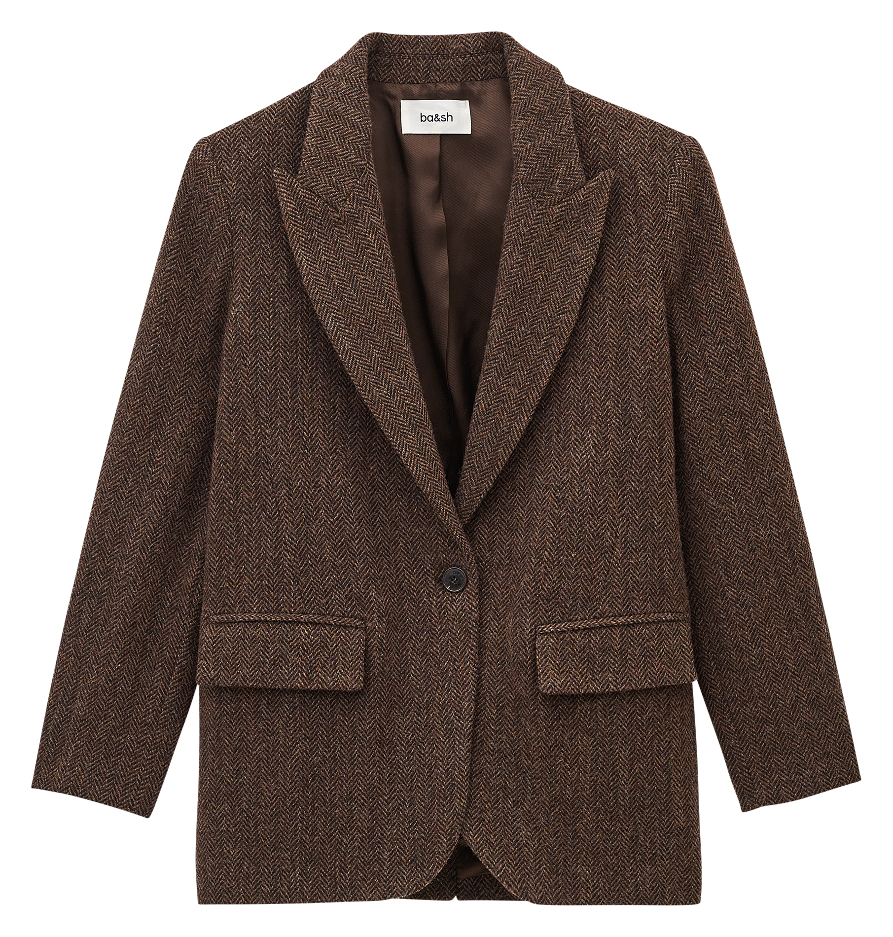 Veste tailleur droite en laine mélangée BA&SH Marron