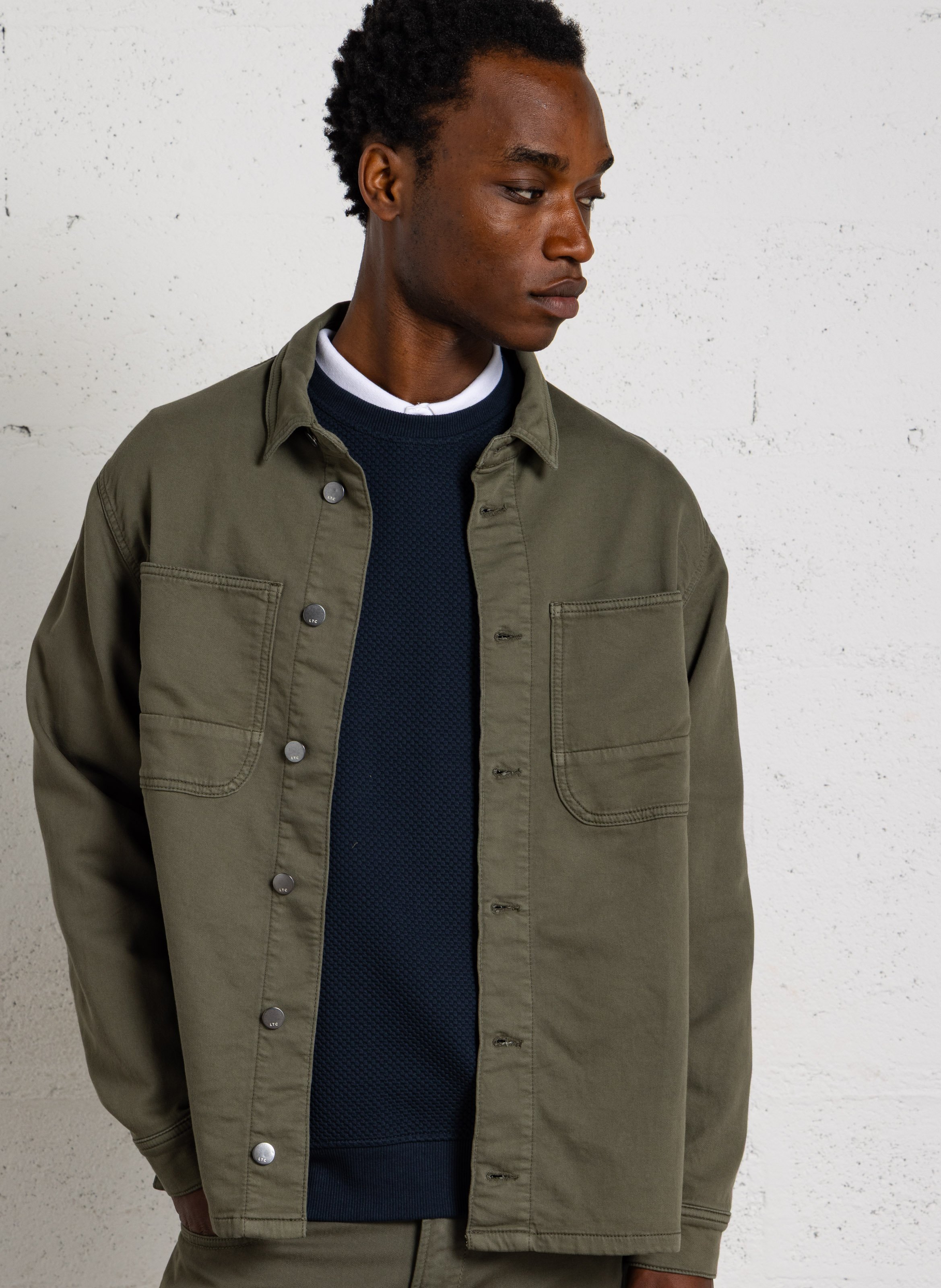 Veste col chemise en coton mélangé  LE TEMPS DES CERISES Vert