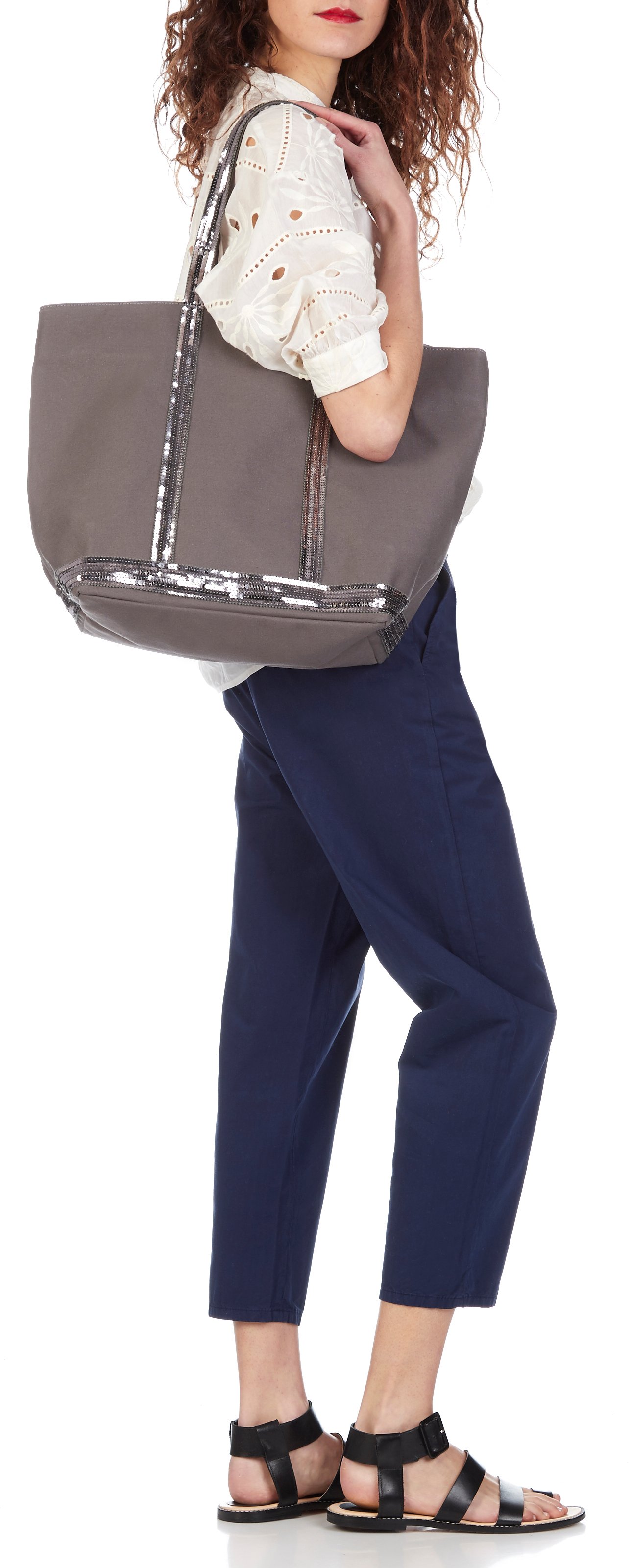 Cabas L à sequins en toile de coton  VANESSA BRUNO Gris