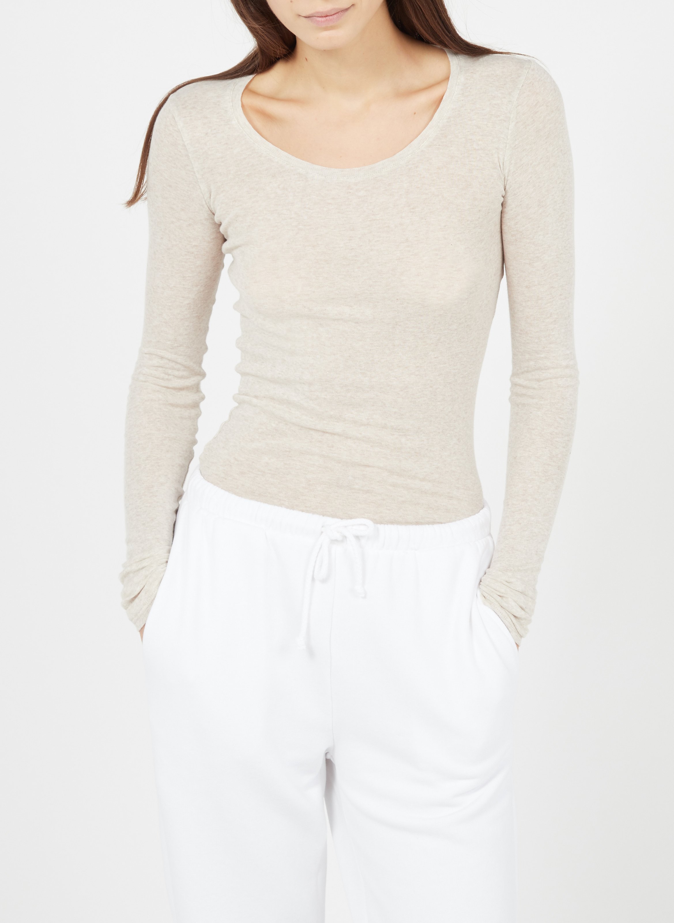 Tee-shirt moulant à col rond en coton AMERICAN VINTAGE