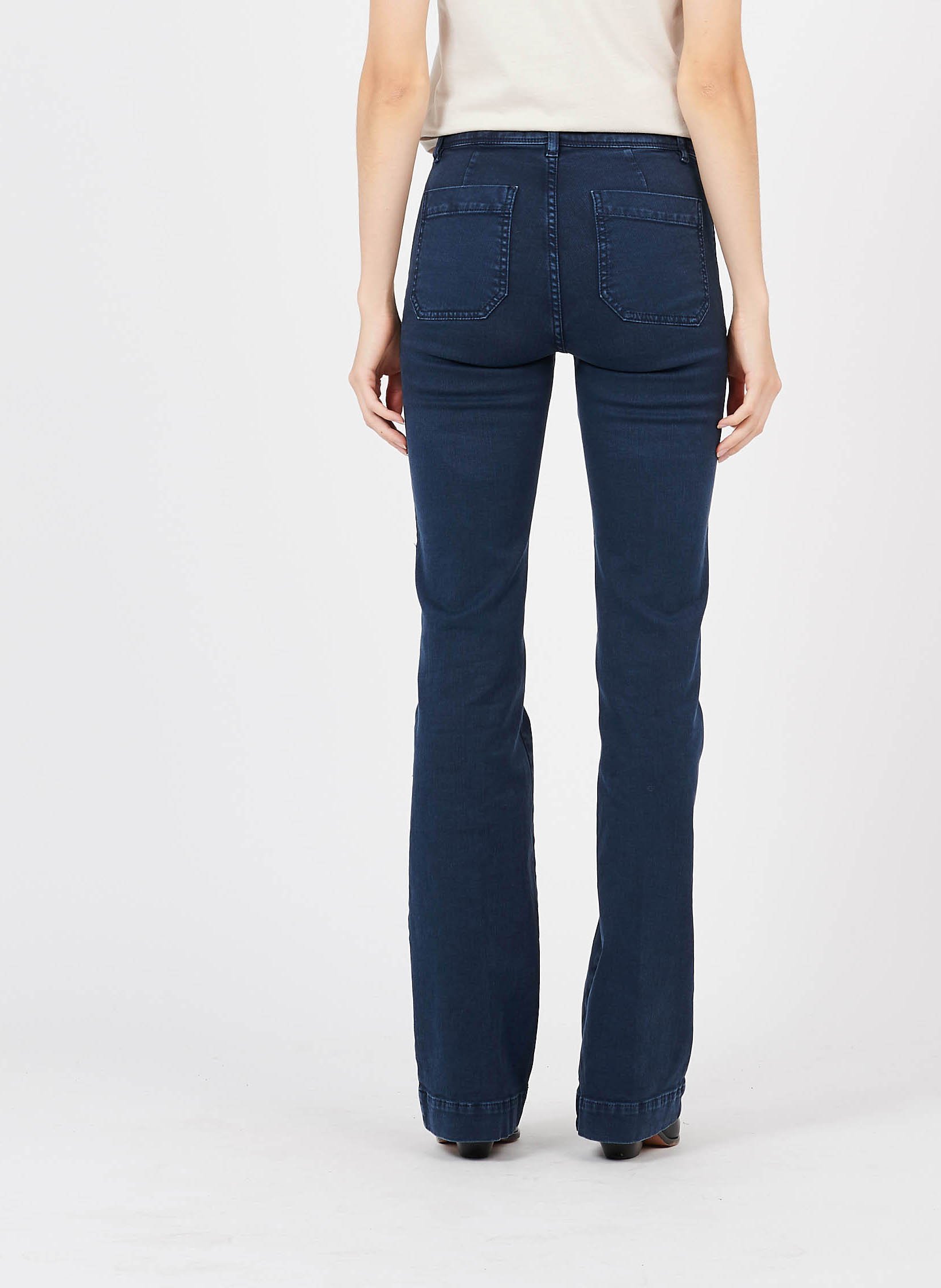 Katoenen jeans met uitlopende pijpen Charlotte ACQUAVERDE Blauw