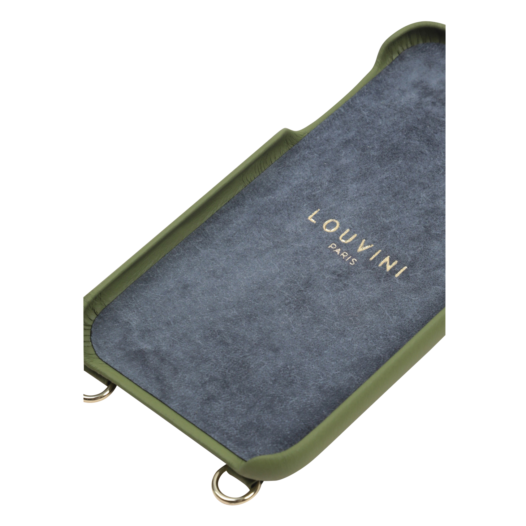 Etui pour iPhone avec pochette en cuir  LOUVINI PARIS Kaki