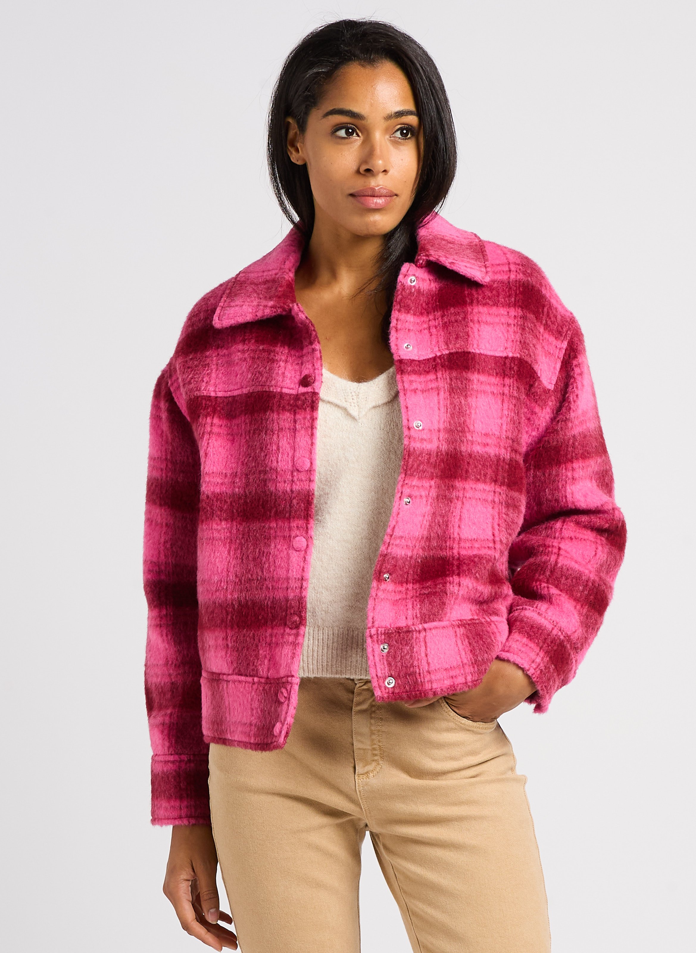 Pink checkered jacket hotsell