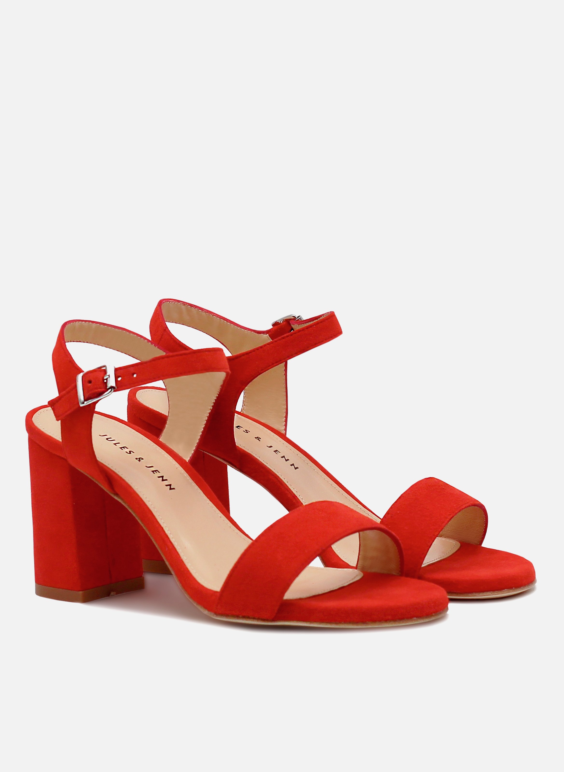 Heeled suede sandals JULES & JENN Red
