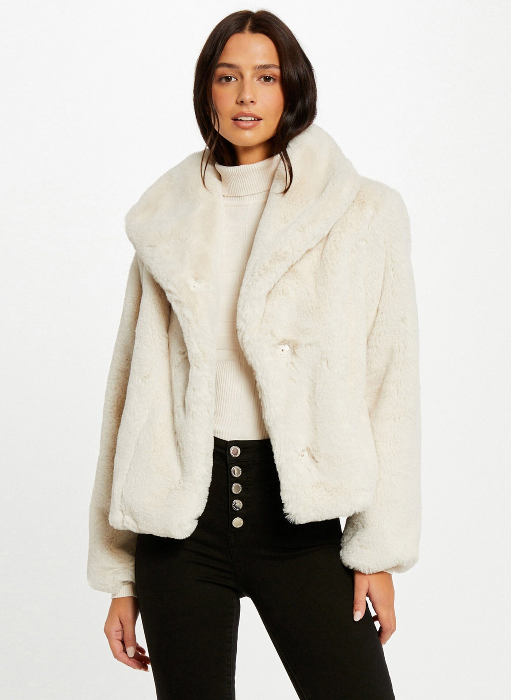 Manteau court en fourrure synthétique  MORGAN Beige