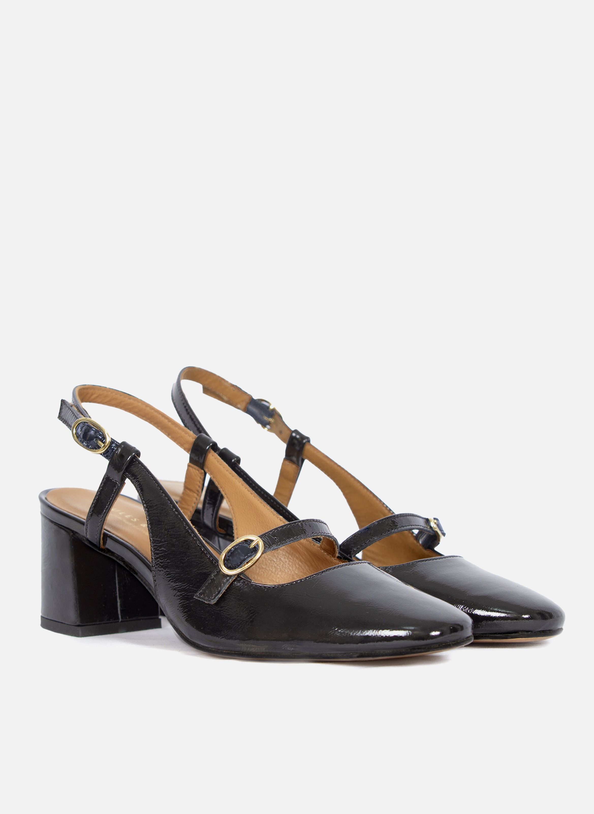 Patent leather slingbacks JULES & JENN Black
