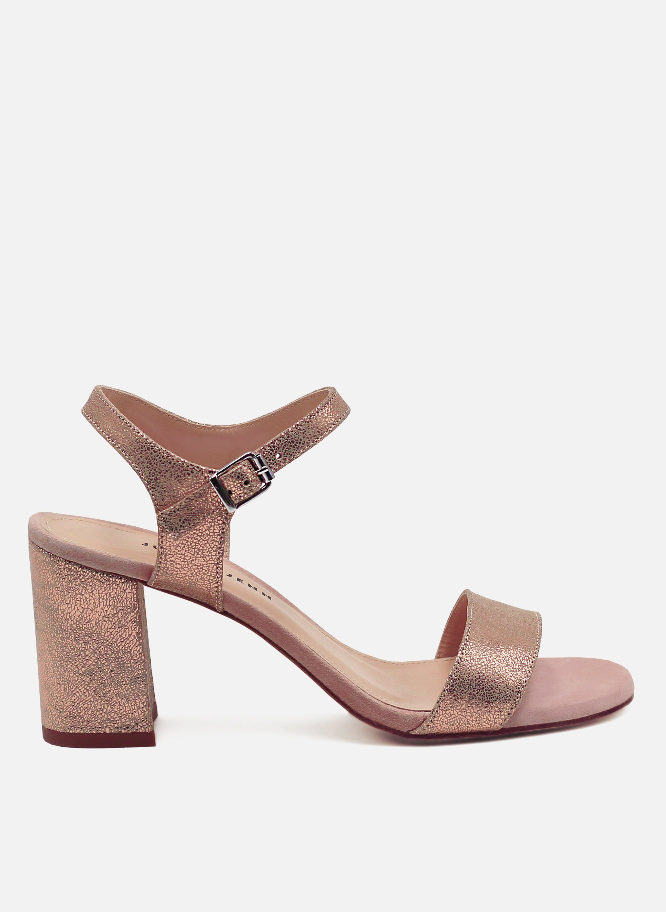 Heeled metallic leather sandals JULES & JENN