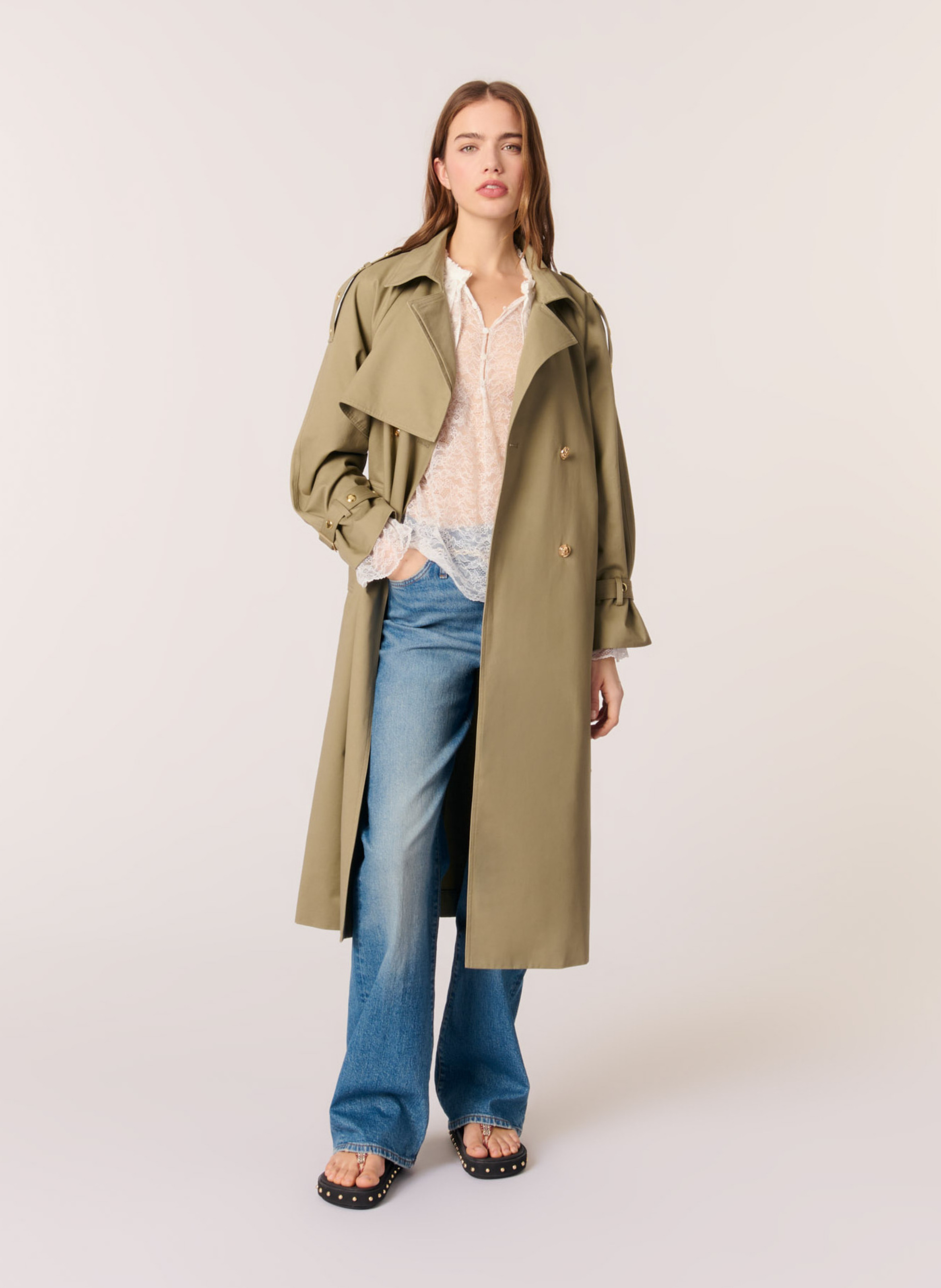 Trench cintrée en coton  MAJE Kaki