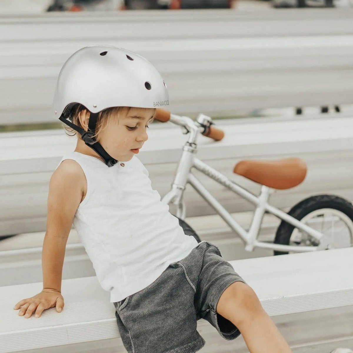 Pale mint helmet abs children's helmet 3-7 years protection Banwood Silver