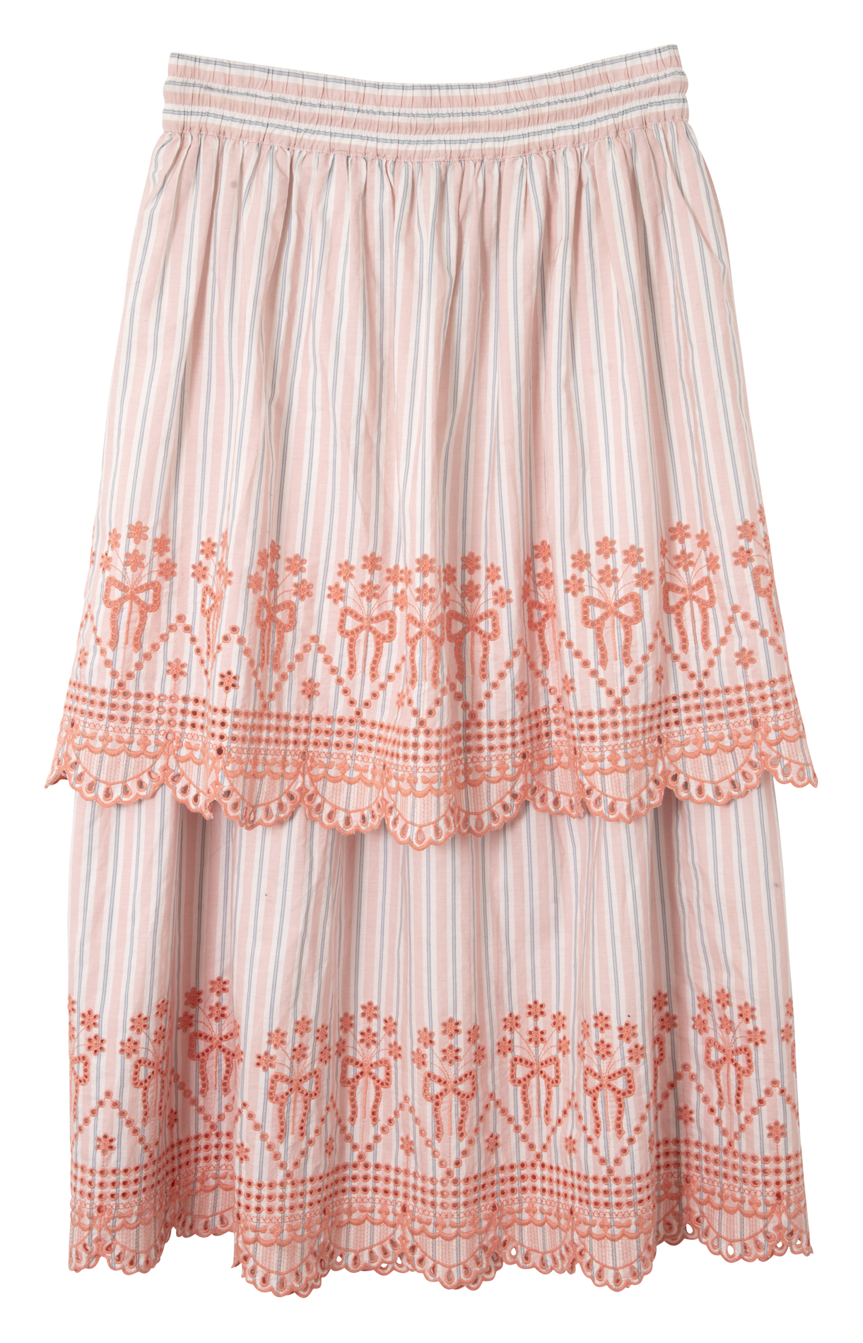 Midi-Rock mit gestreiften Stickereien DAMSON MADDER Orange