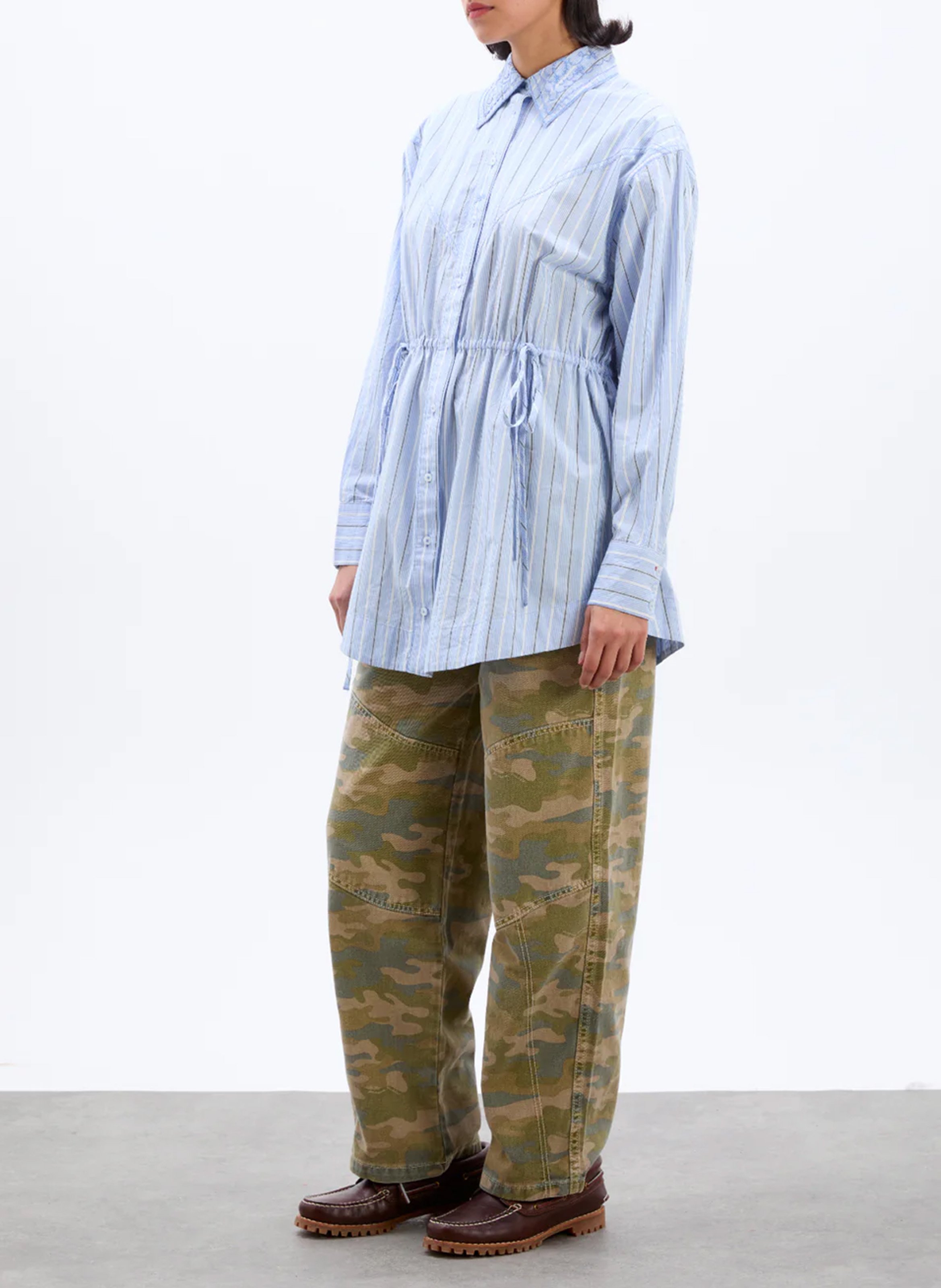 Straight shirt in striped organic cotton DAMSON MADDER Blue