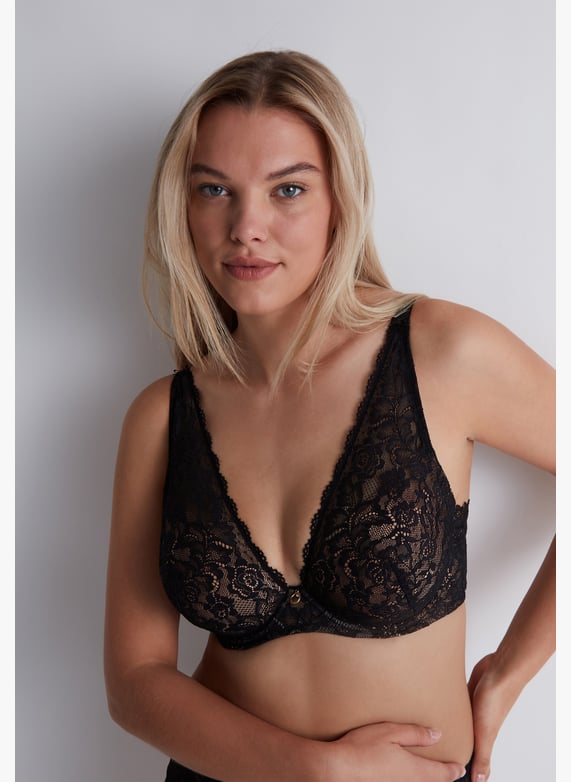 A Fleur De Toi scarf-style plunge bra | Black by AUBADE A Fleur De Toi scarf-style plunge bra Black