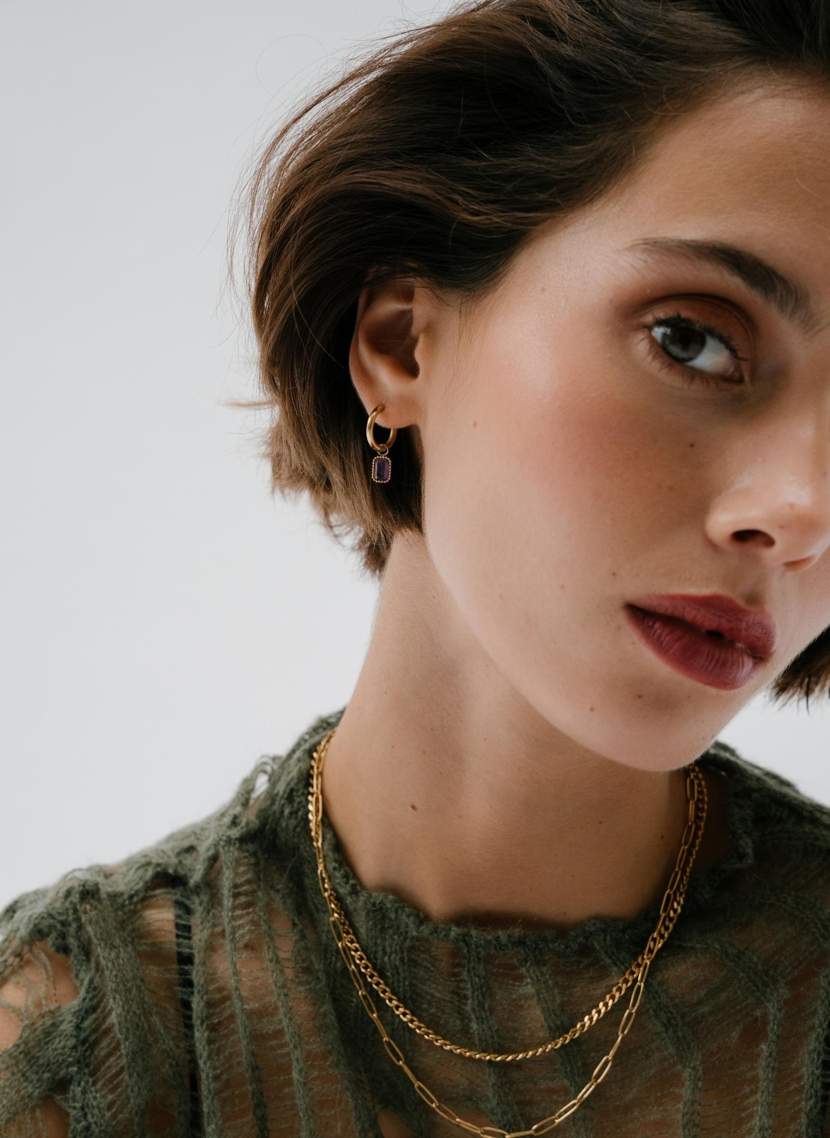 ARINNA - Stainless steel earrings for pierced ears AEC Paris Purple