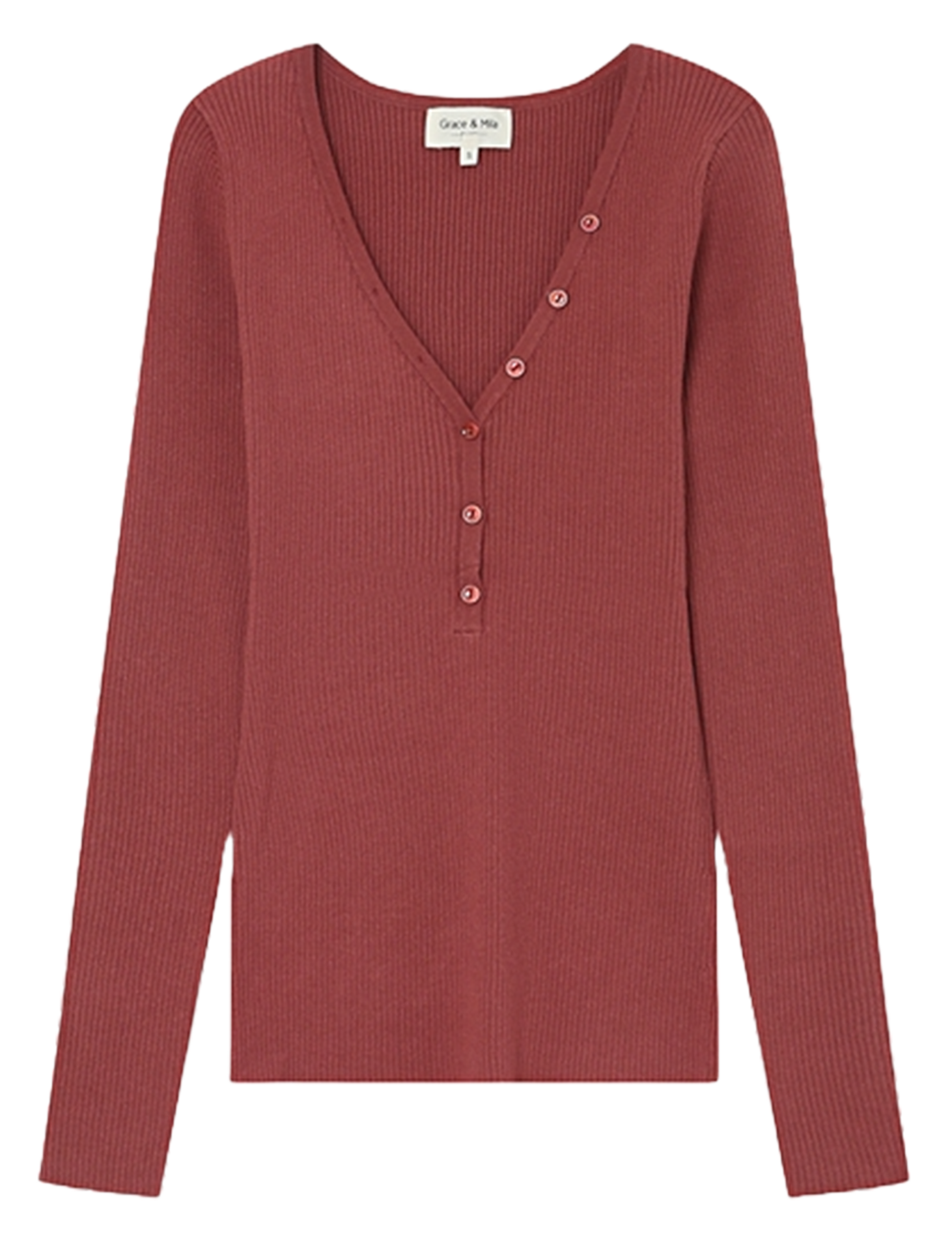 Deep-V two-tone sweater GRACE ET MILA Brown