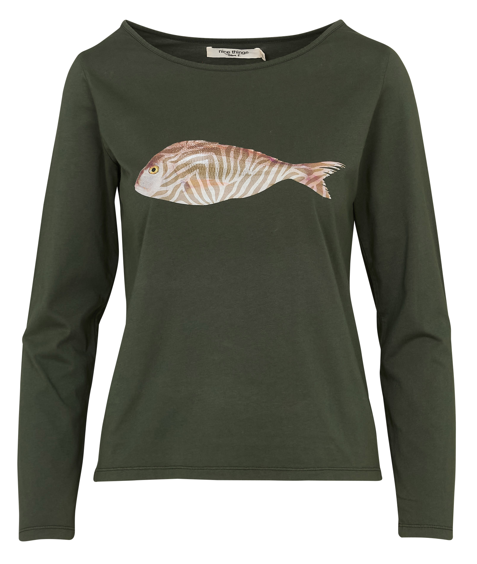 Tee-shirt droit en coton sérigraphié NICE THINGS Vert