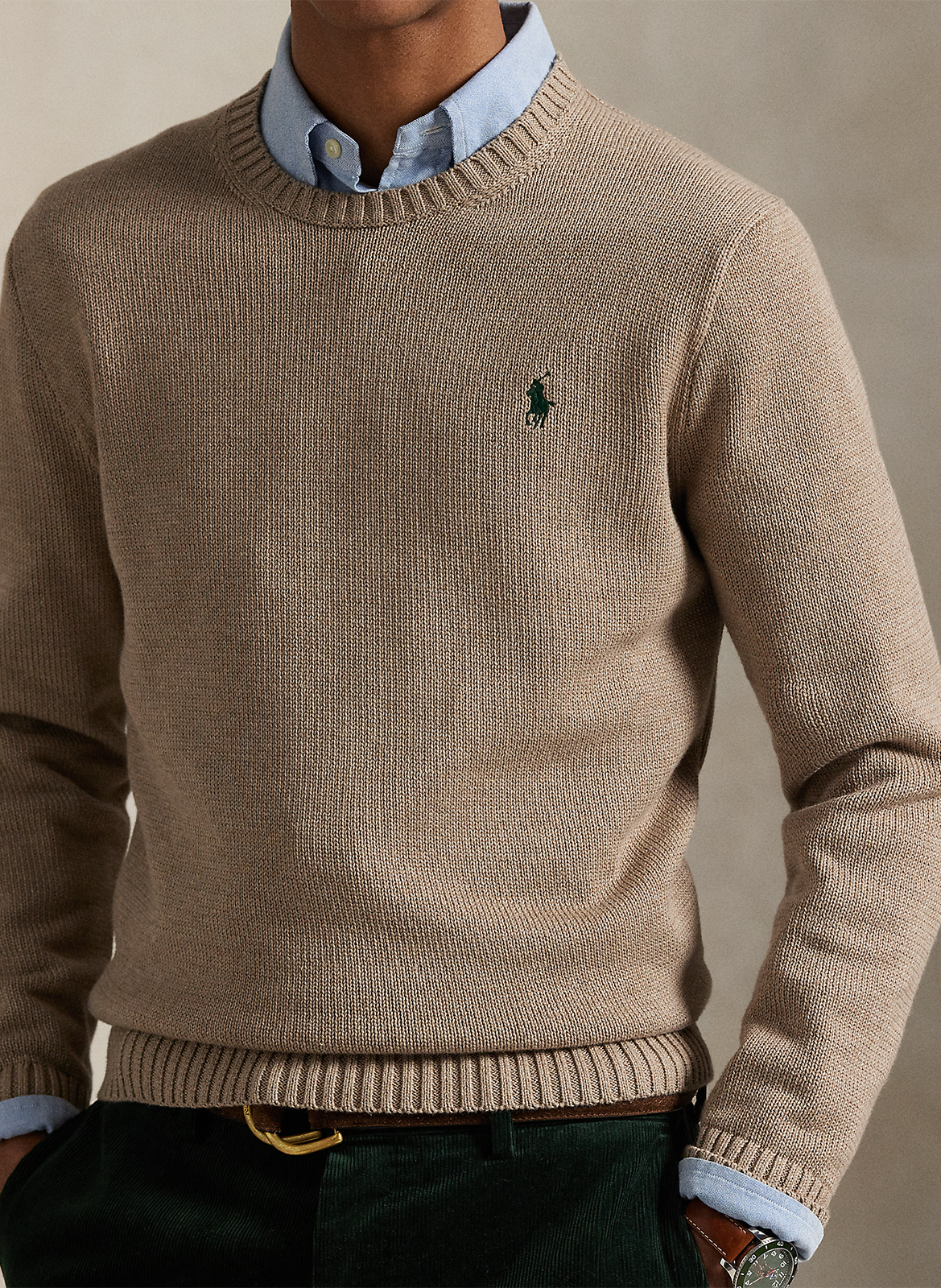 Katoenen tricottrui met ronde hals en fantasieprint POLO RALPH LAUREN Bruin