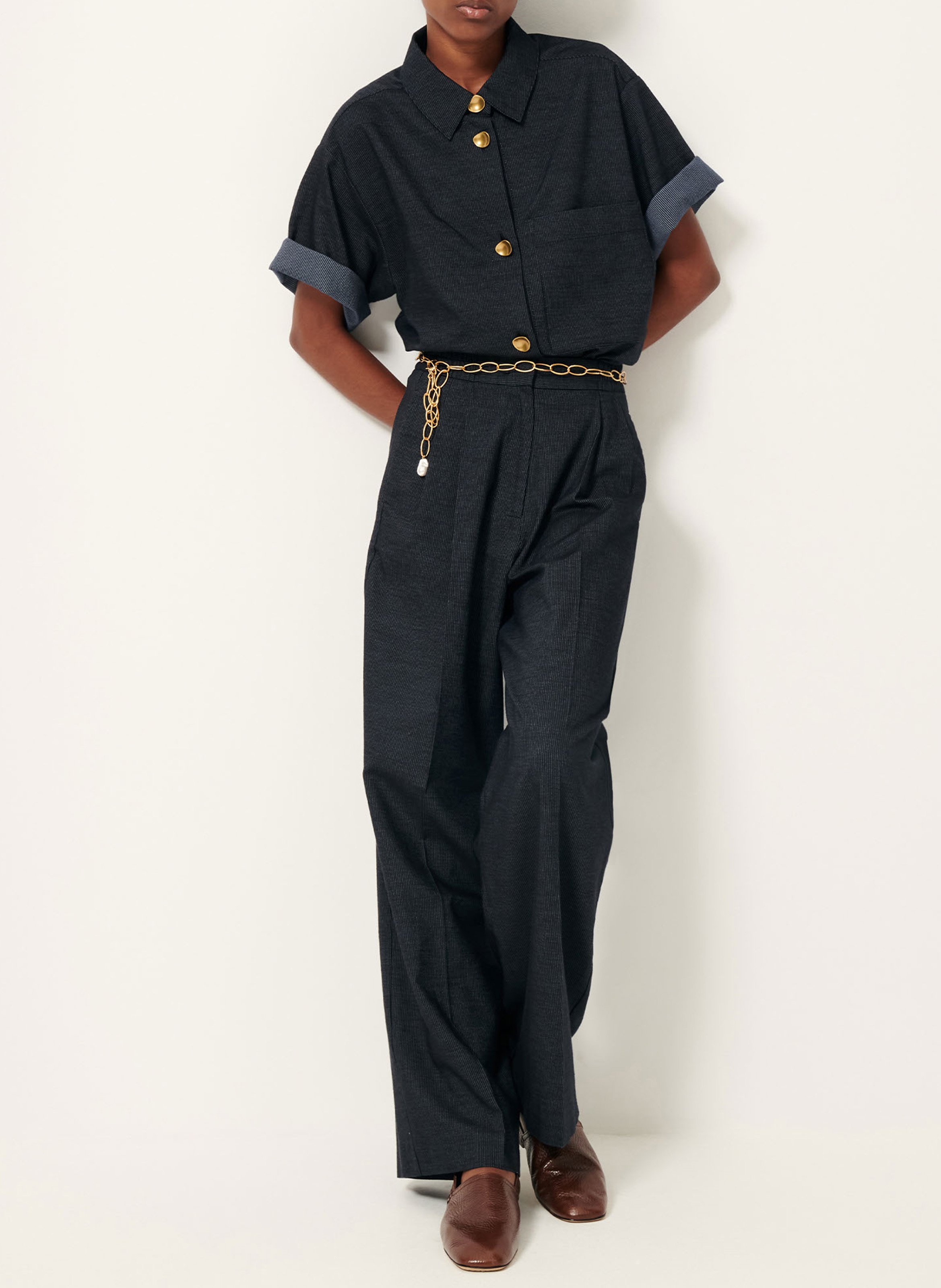 Chemise col classique en denim SESSUN Bleu