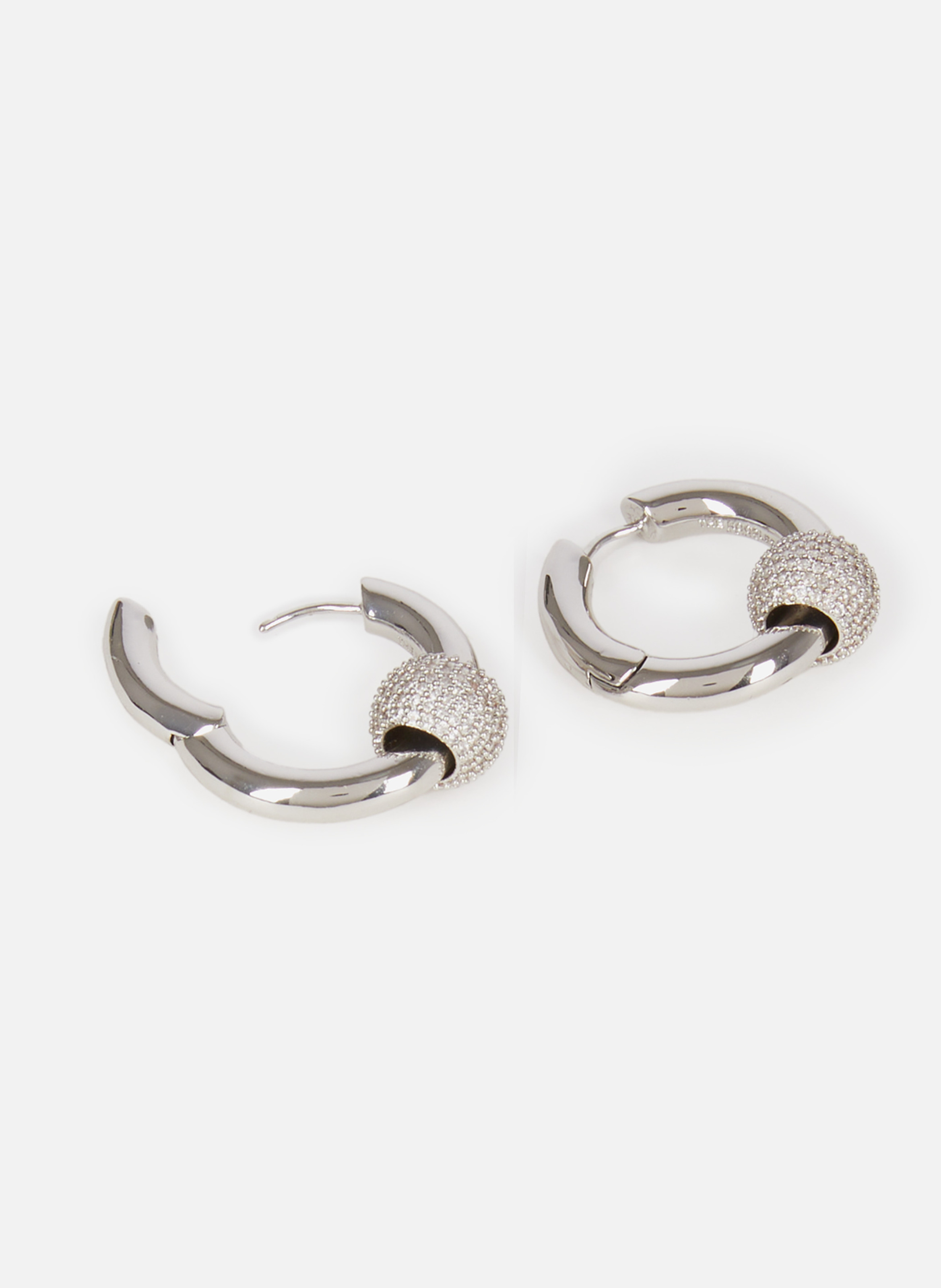 Boucles d'oreille créole et strass THE KOOPLES Gris