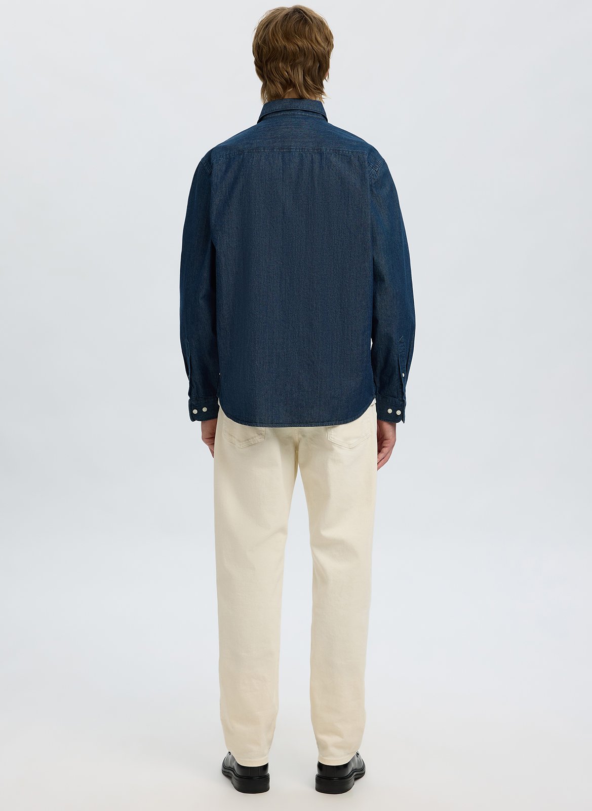 Chemise droite en coton bio SELECTED Bleu