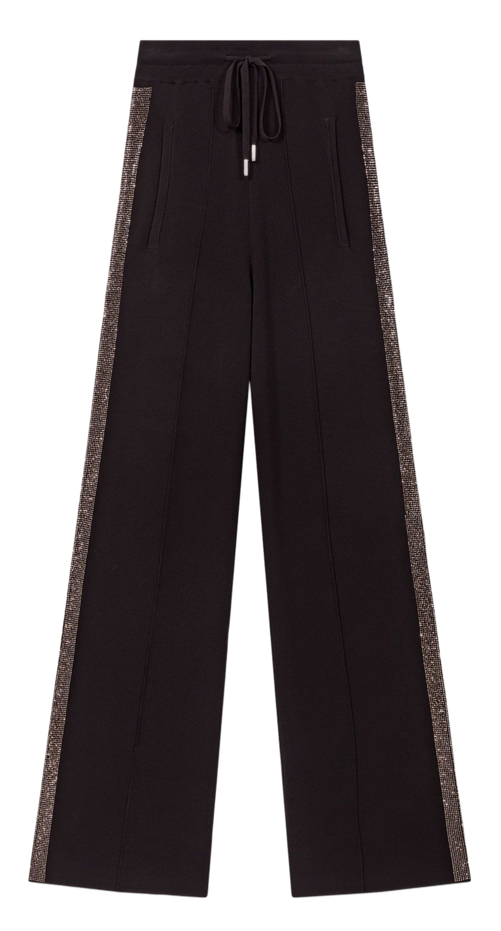 Wide-leg pants with rhinestone stripe MAJE Black