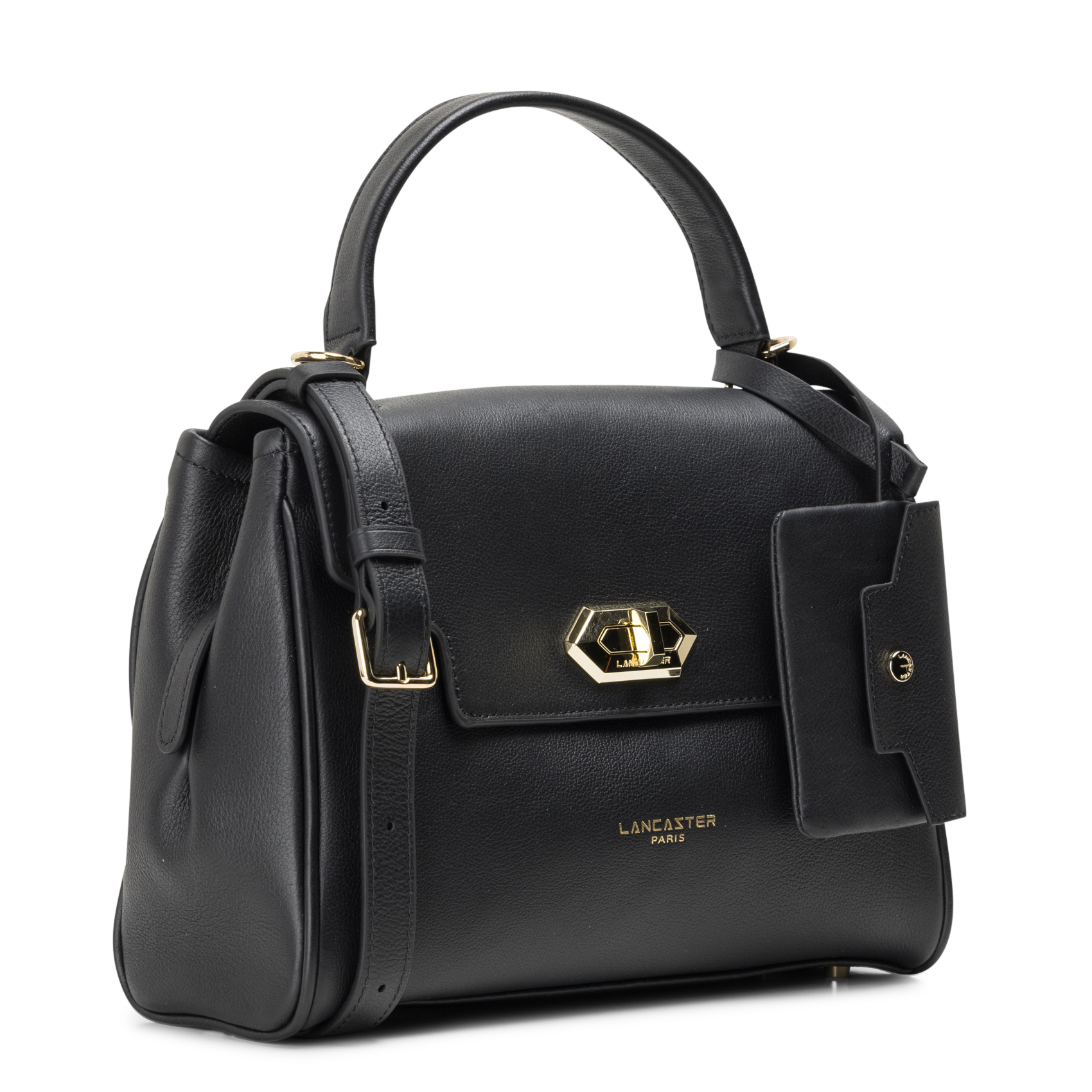 Bowlingtasche aus genarbtem Leder mit Reißverschluss LANCASTER PARIS Schwarz