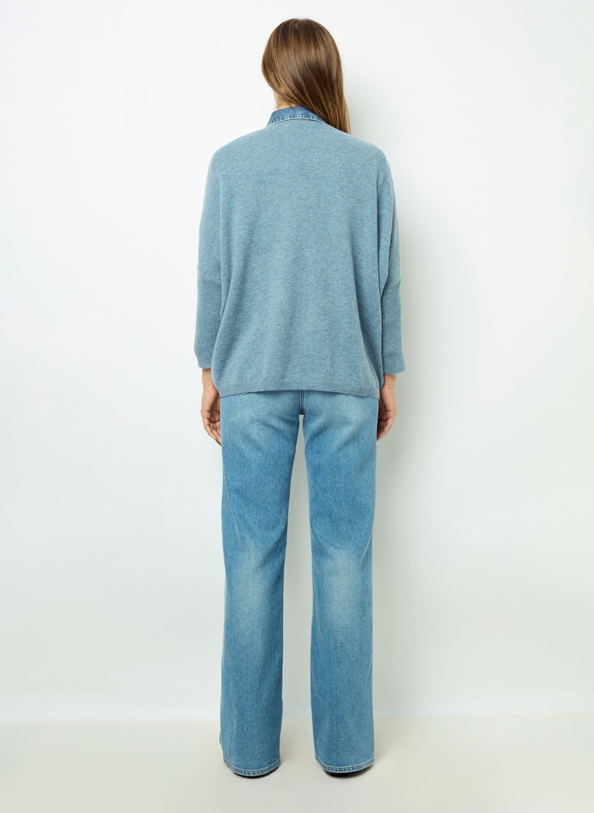 Pull droit col V en cachemire GERARD DAREL Bleu