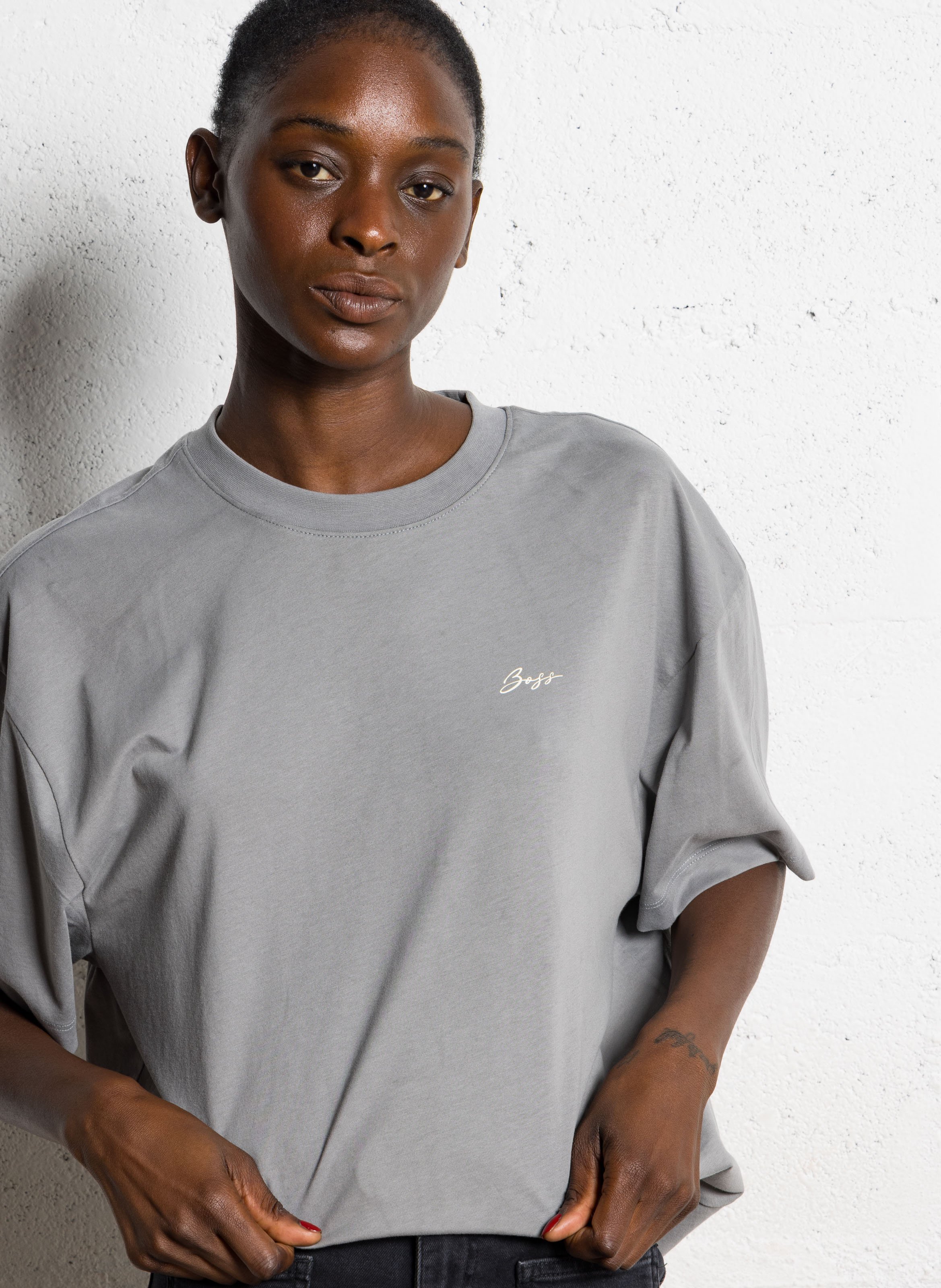 Tee-shirt col rond en coton BOSS Bleu