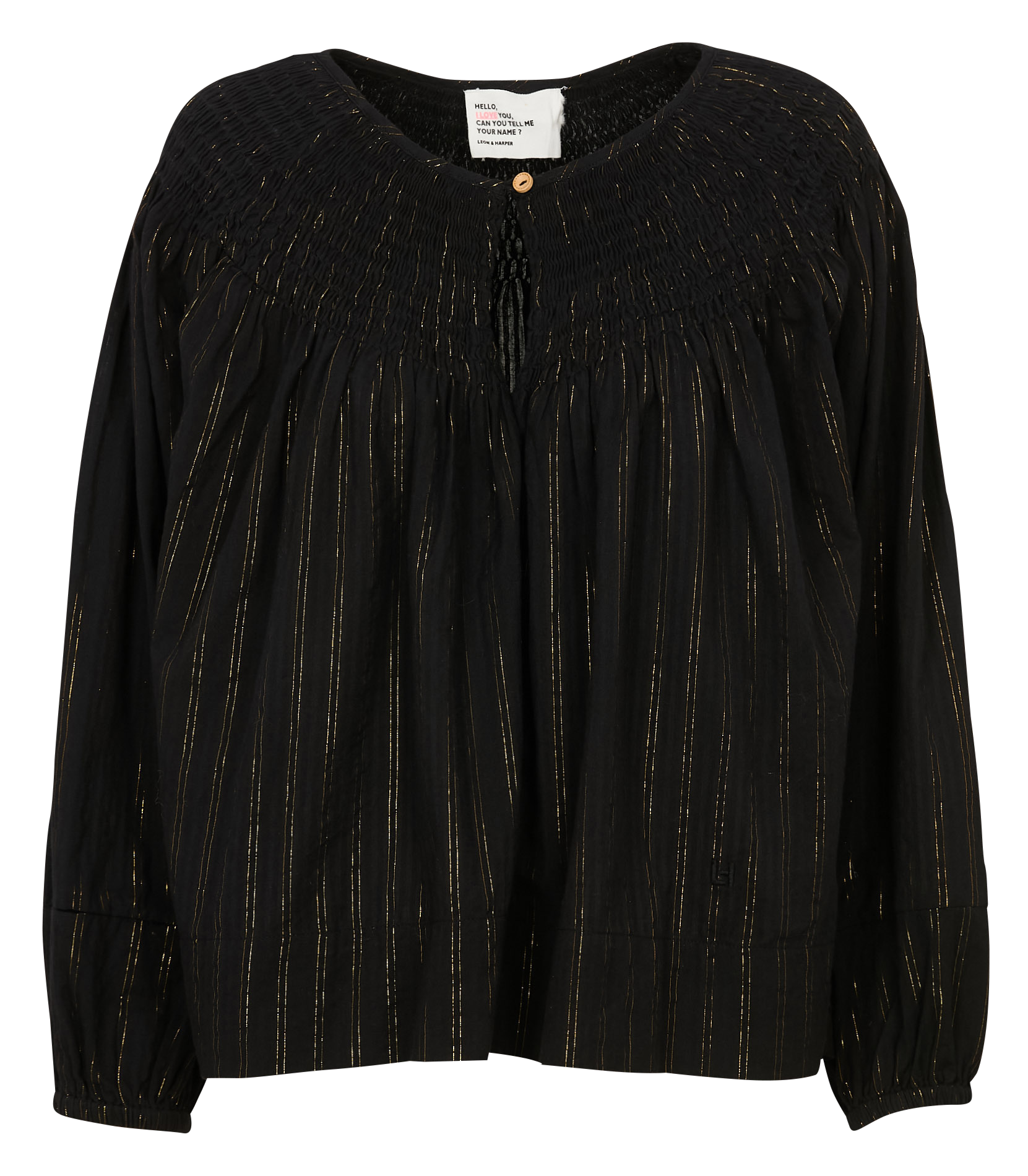 Gestreepte blouse met ronde hals LEON & HARPER Zwart