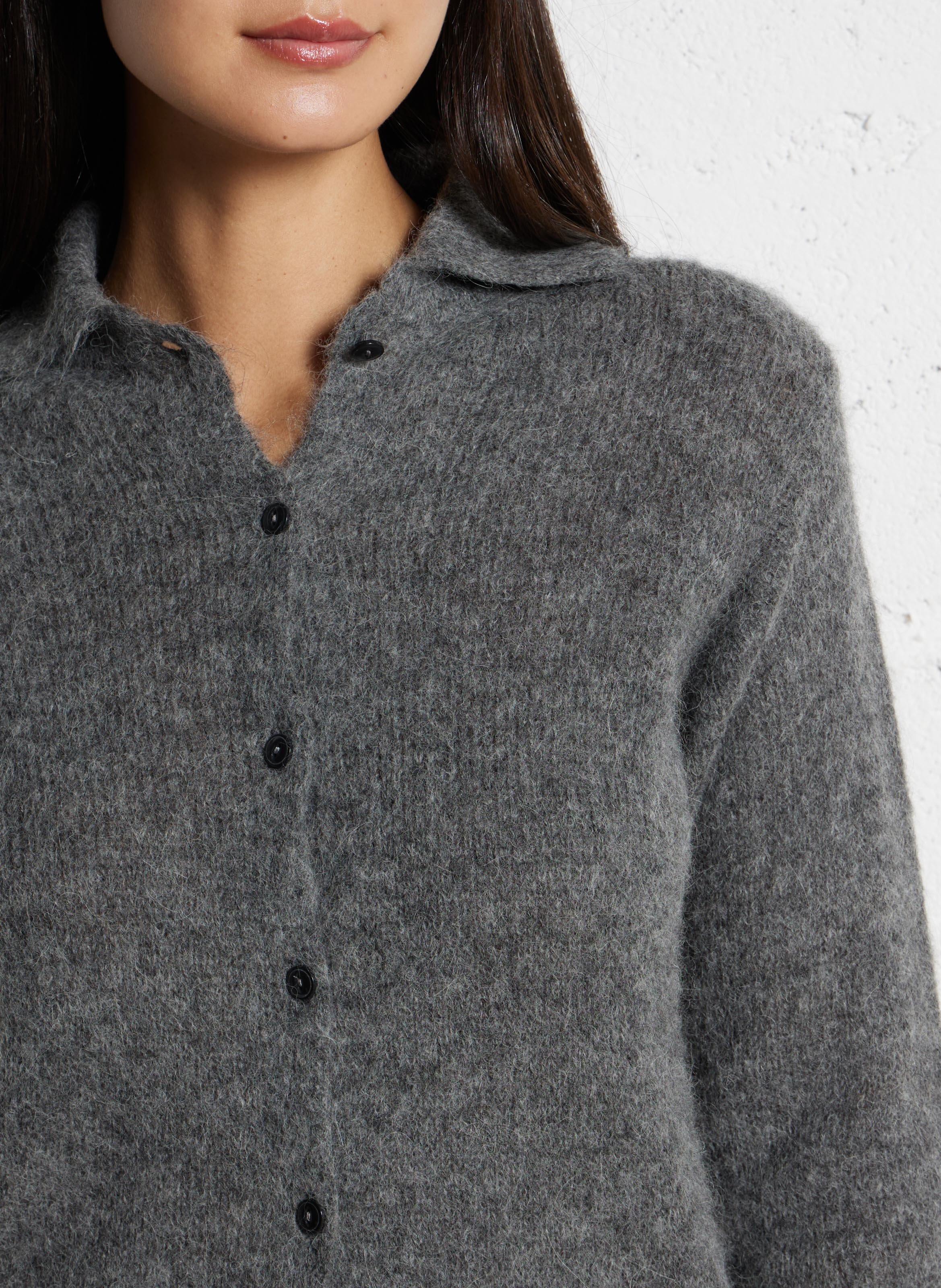 Straight wool-blend cardigan DES PETITS HAUTS Grey