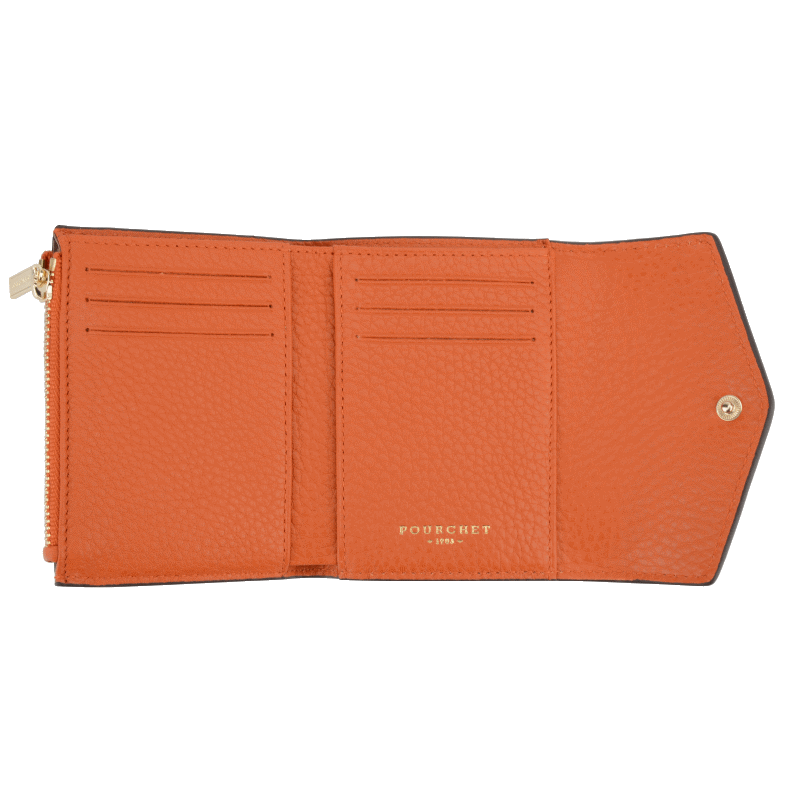 Leather coin purse POURCHET Orange