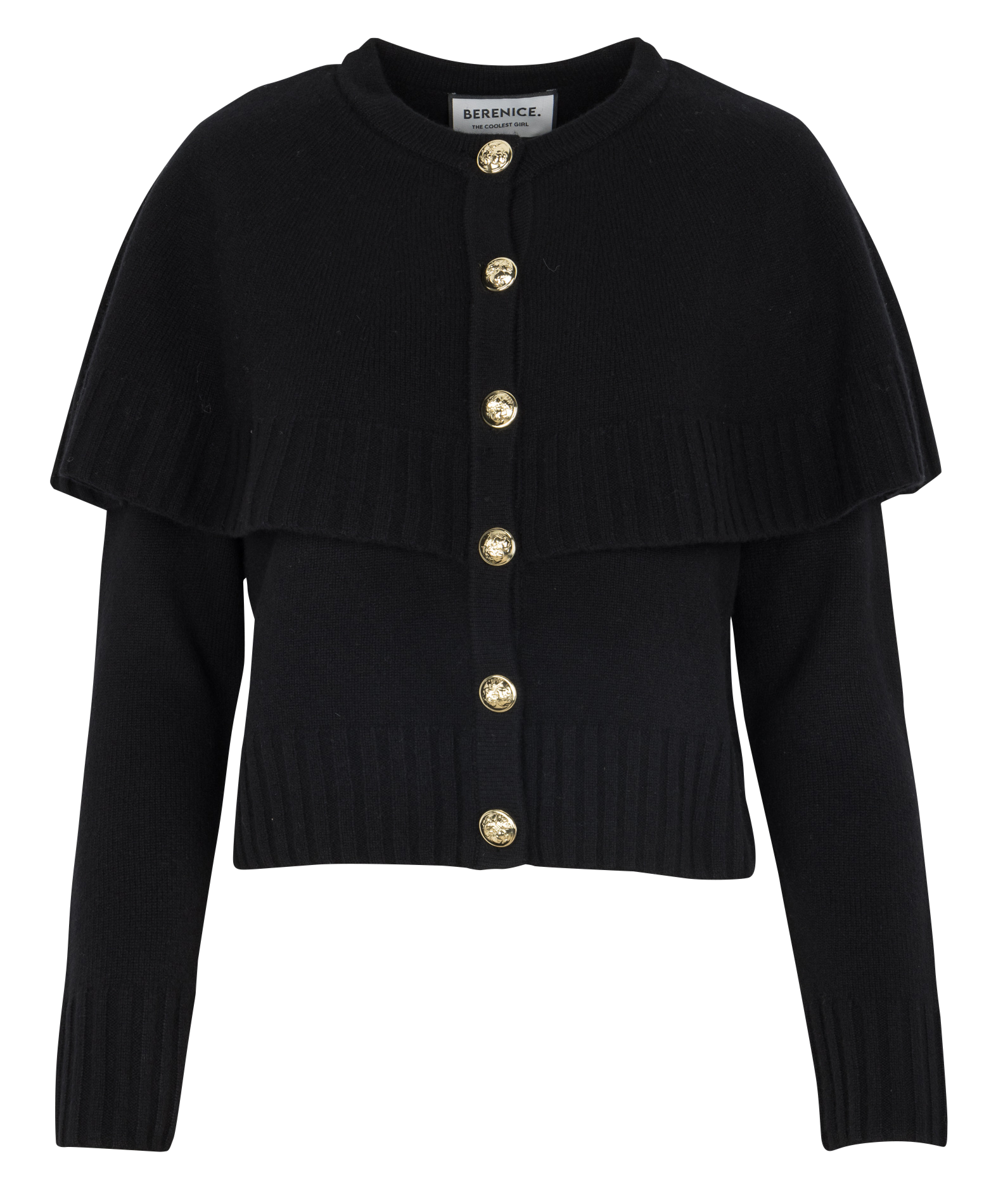 Strickjacke aus Wolle mit Rundhalsausschnitt BERENICE Schwarz