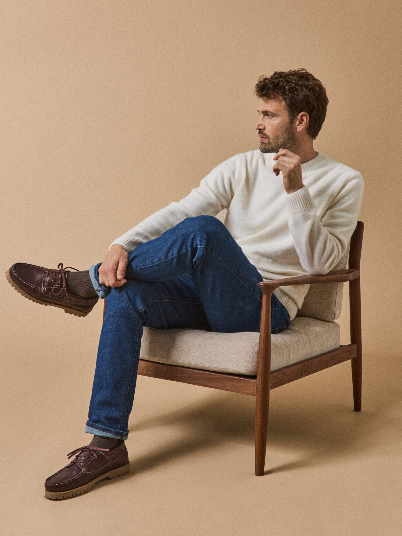 Round neck wool blend sweater CYRILLUS White