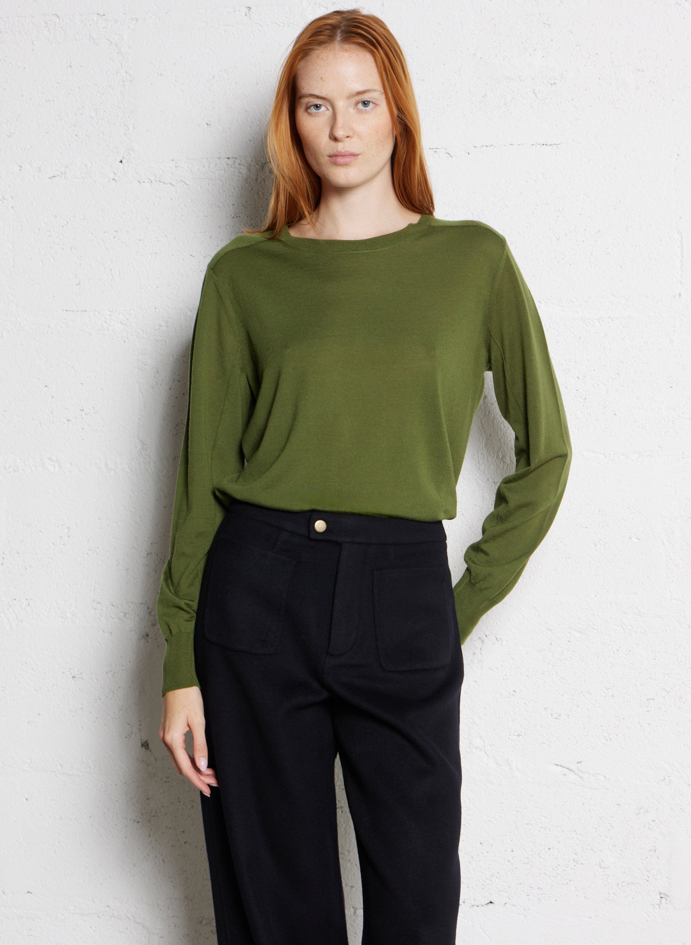 Abidjan wool round-neck sweater SOEUR Green