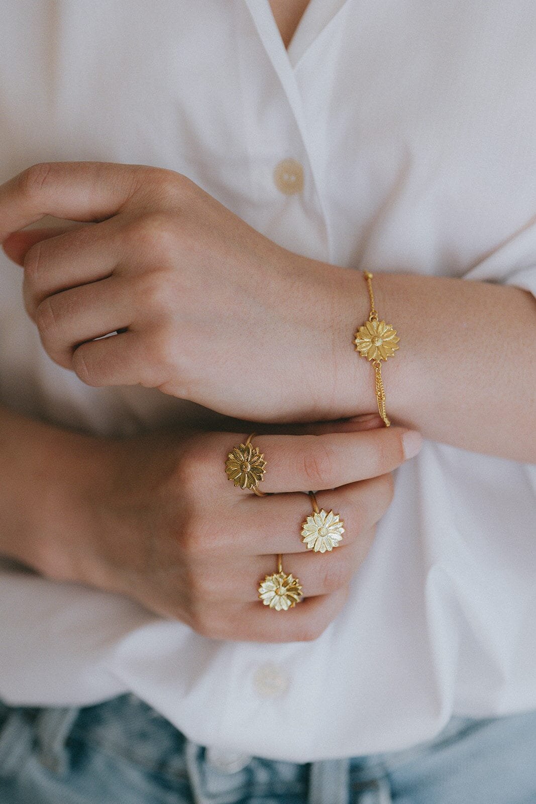 HESPÉRIS - Silver-plated flower bracelet MONSIEUR SIMONE Golden