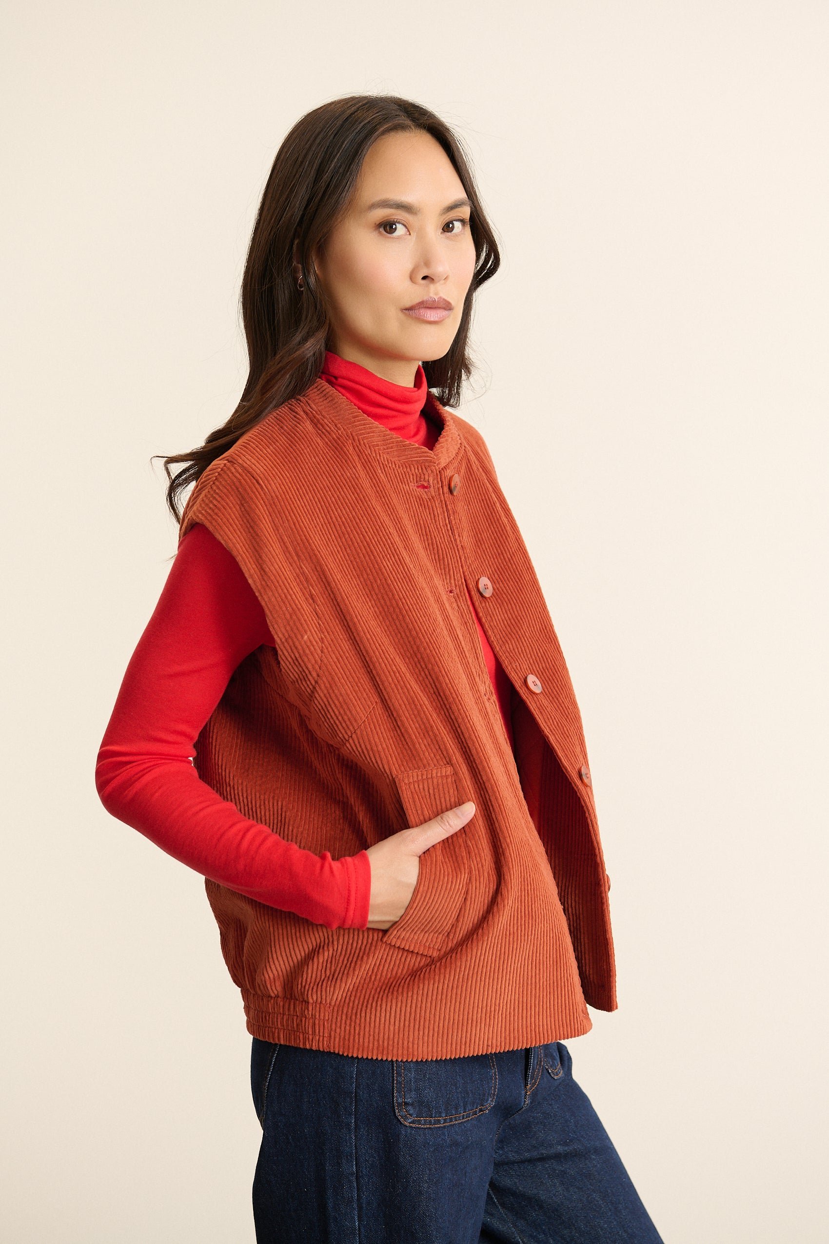 Velvet Sleeveless Jacket GARANCE PARIS Orange
