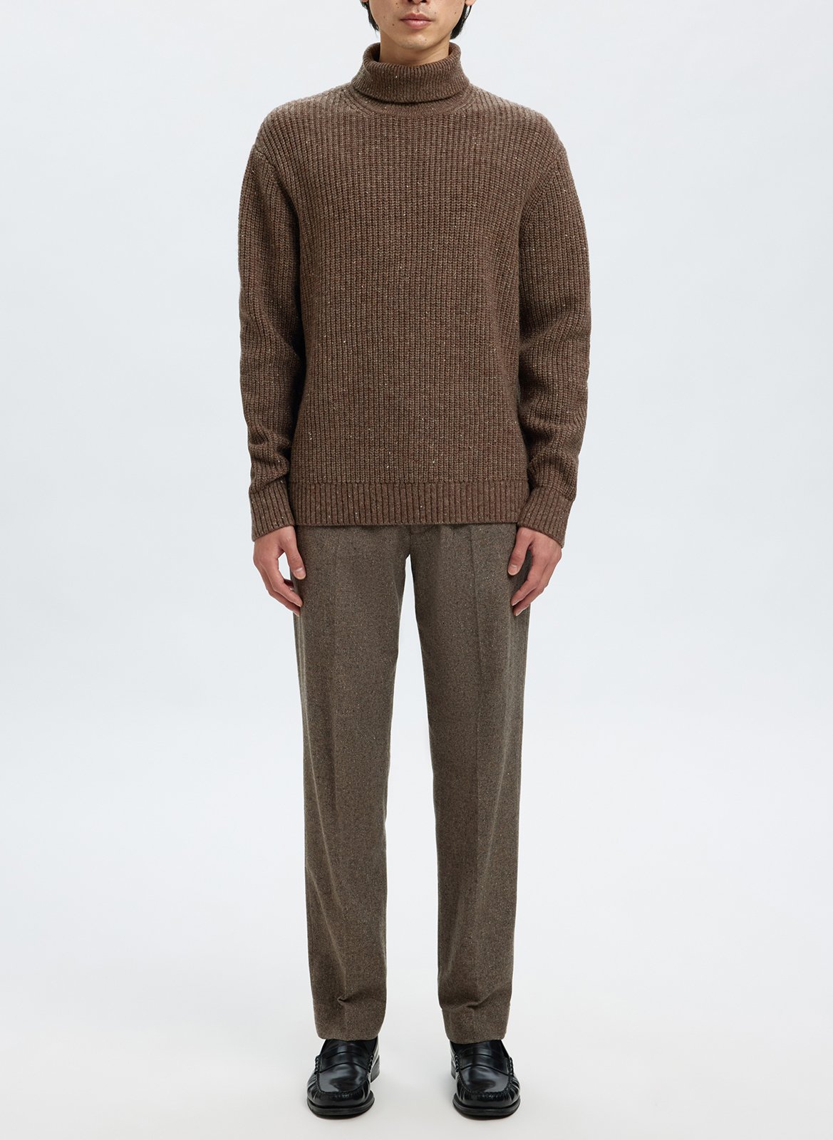 Pull col roulé en laine mélangée SELECTED Marron