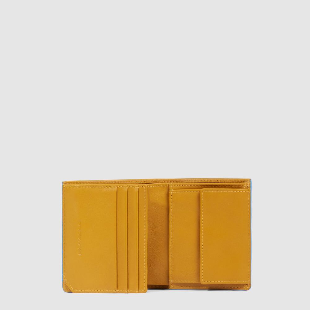 Men's vertical wallet with coin pocket, credit card slots, and RFID protection PIQUADRO Yellow