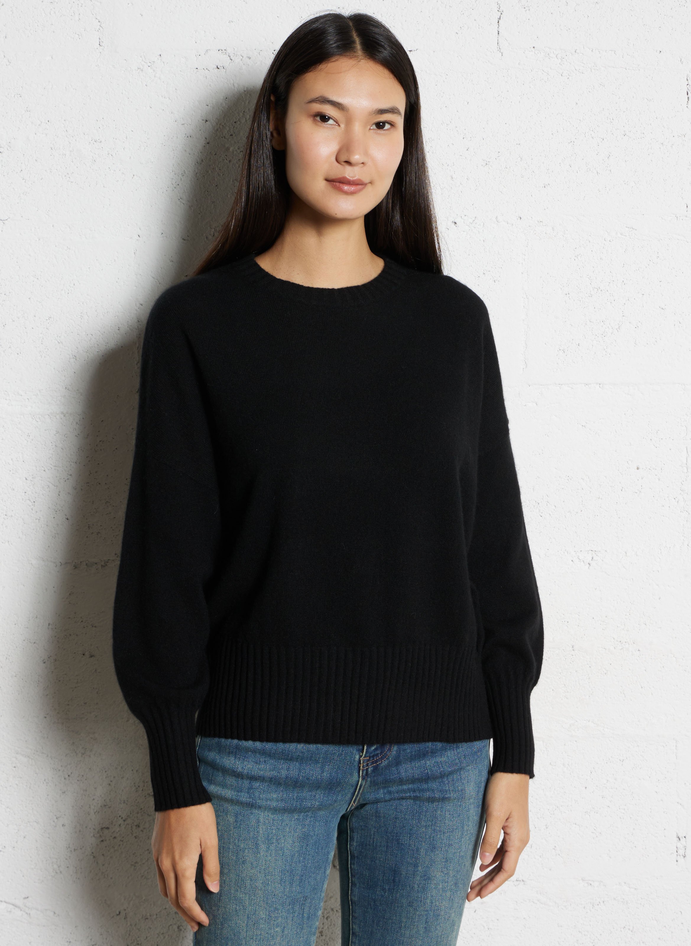 Pull oversize col rond en cachemire SUD EXPRESS Noir