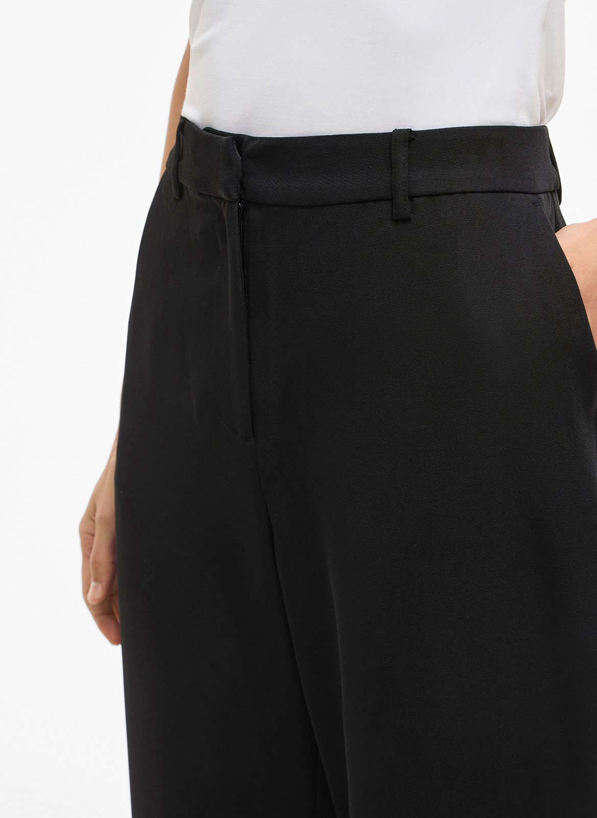 Pantalon droit taille haute VILA Noir